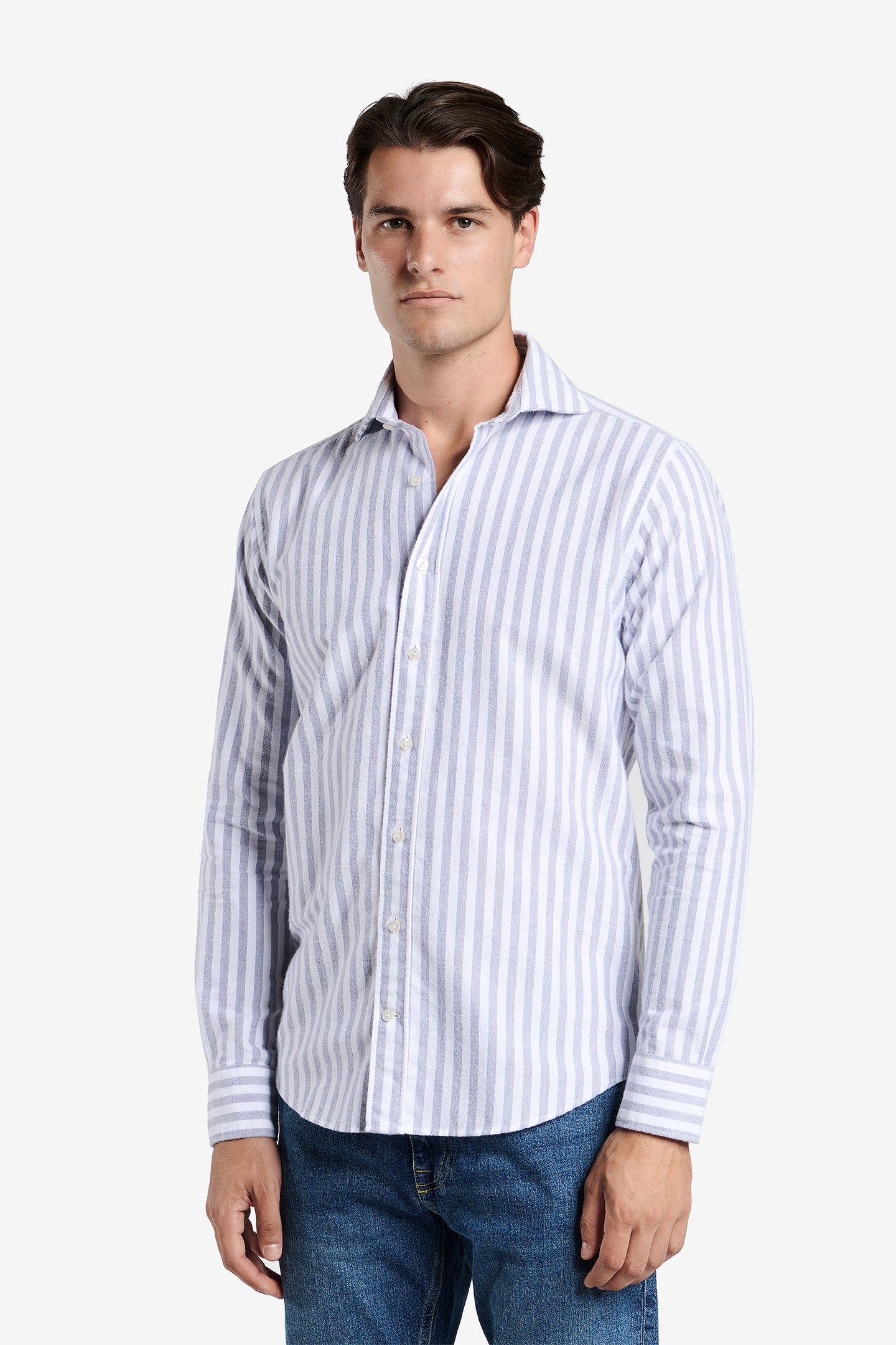 SPECIALIST BRUSHED STRIPED OXFORD NAVY 1