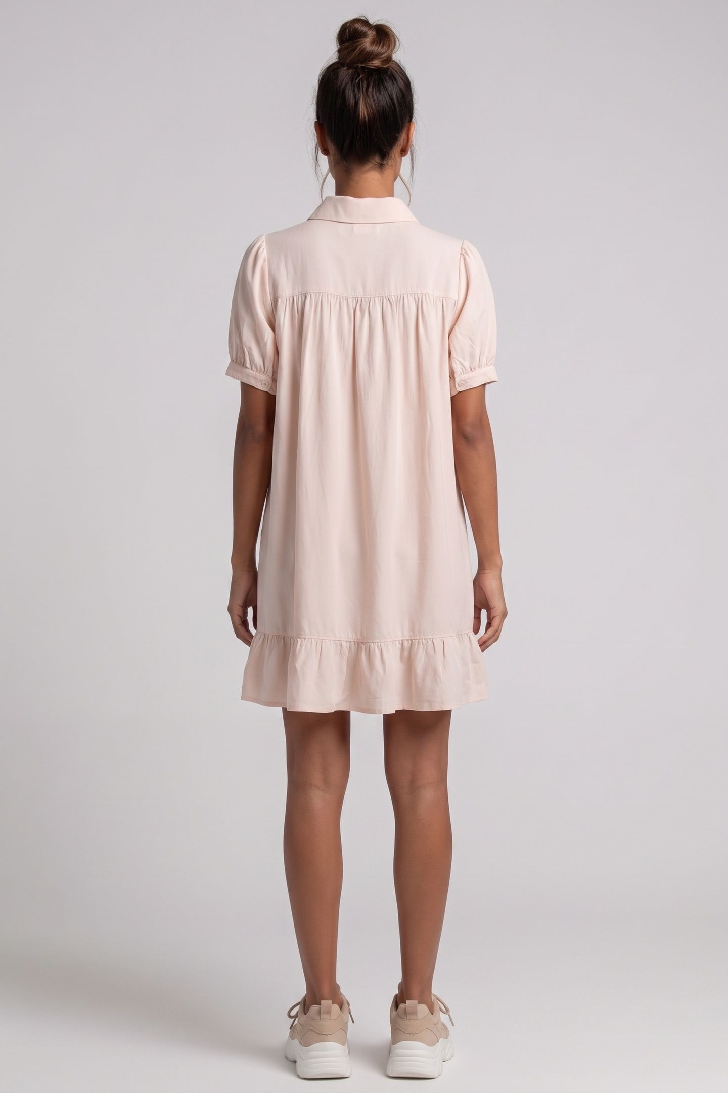 LINEN SHORT DRESS LIGHT PINK 2