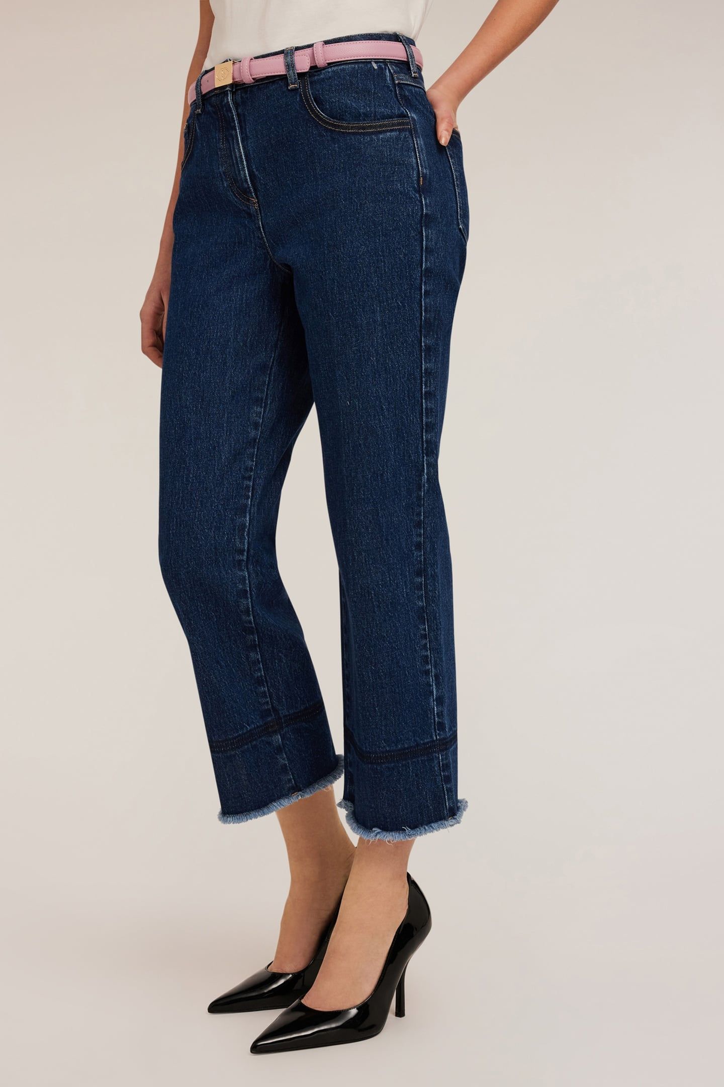 CROPPED KICK FLARE JEANS BLUE 1