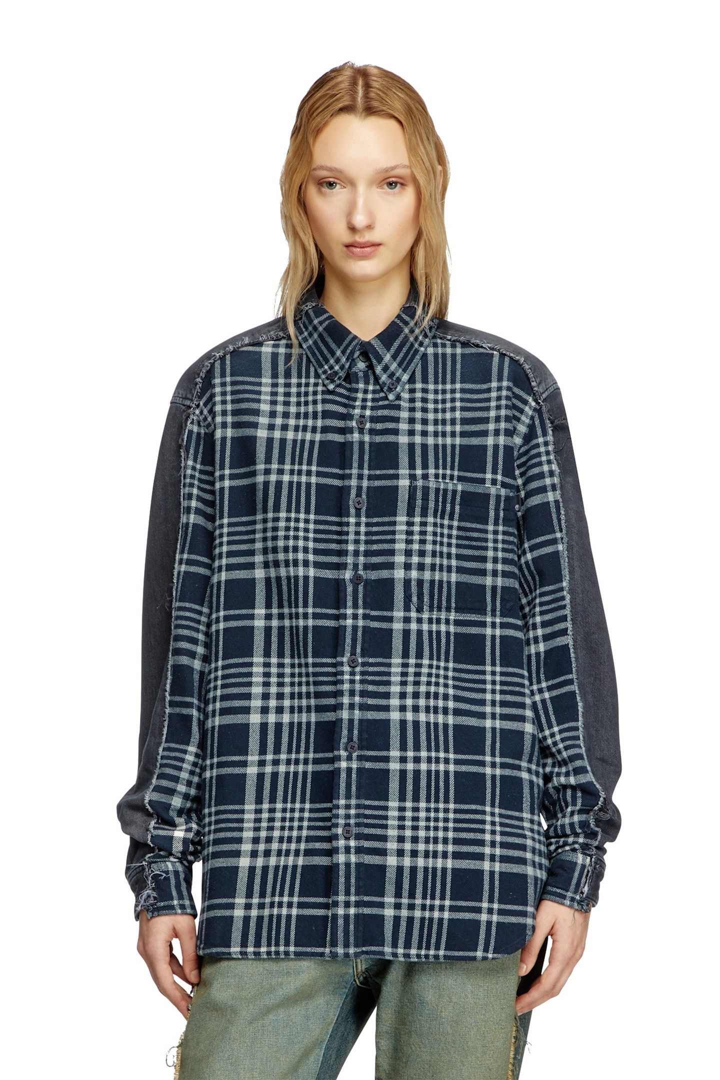 UNISEX DIESELOVES TBL FLANNEL/BACK DENIM SHIRT 1