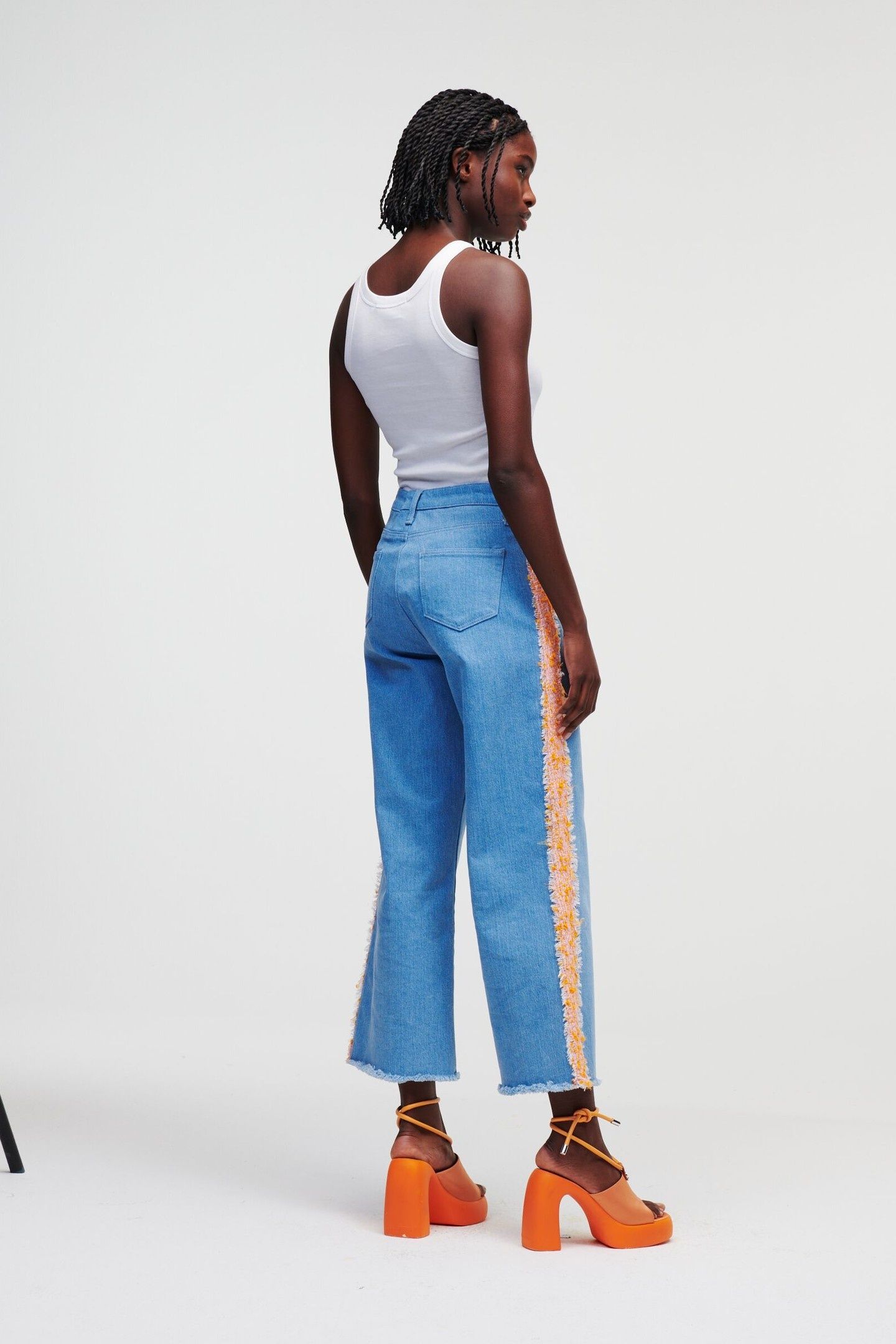 DENIM BOUCLE PANTS BLUE 2