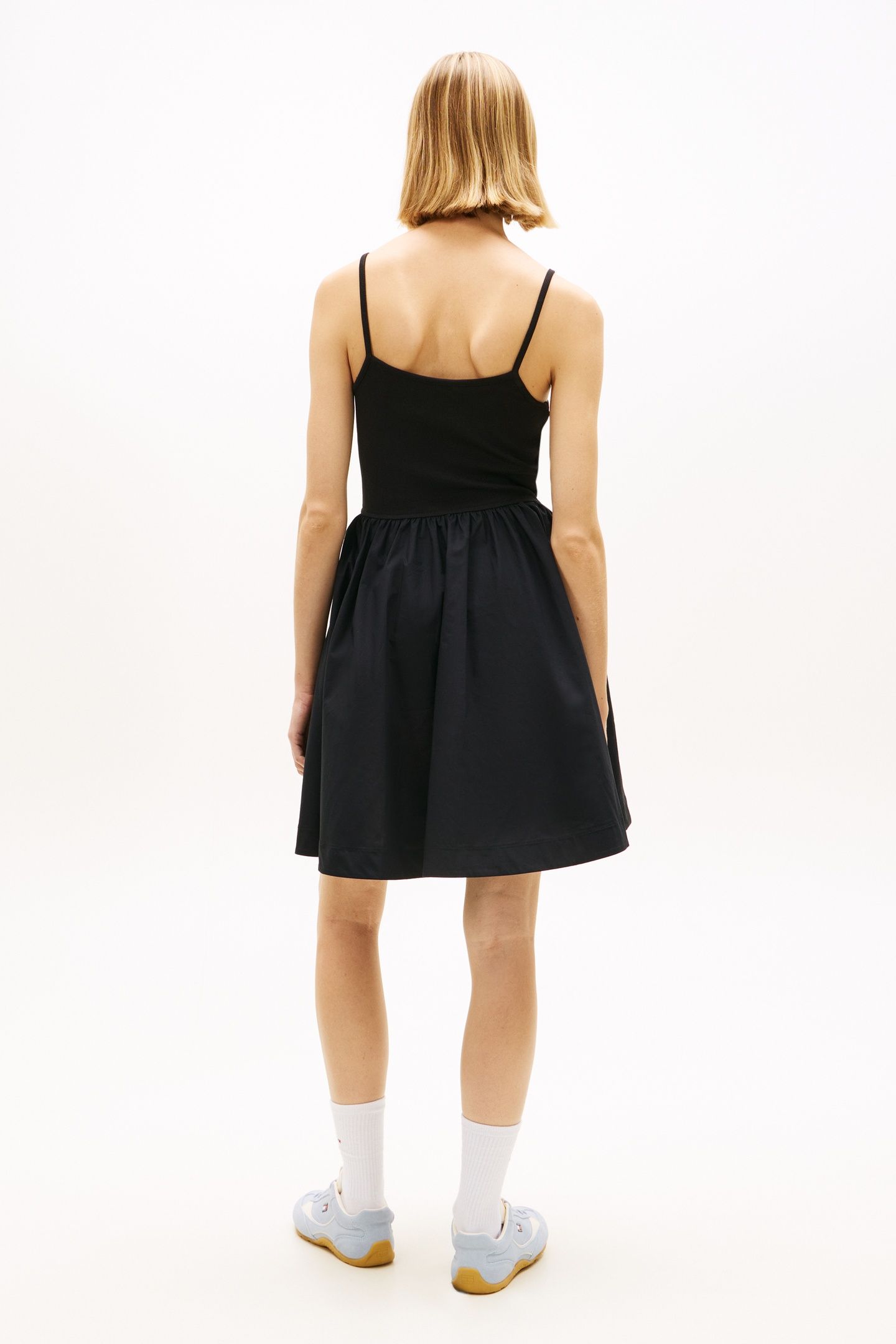TJW RIB POPLIN MIX DRESS BLACK 2