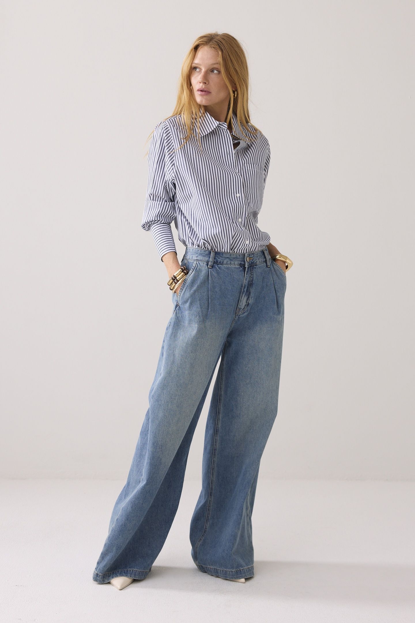 WIDE LEG JEANS VINTAGE COTTON TWILL DENIM 2