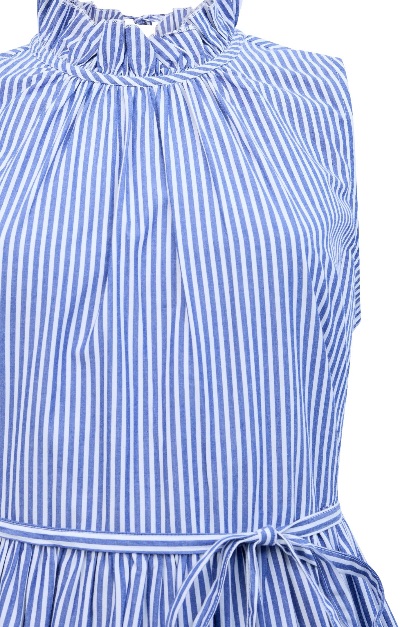 TIERED STRIPE POPLIN DRESS S BLUE/WHITE 3