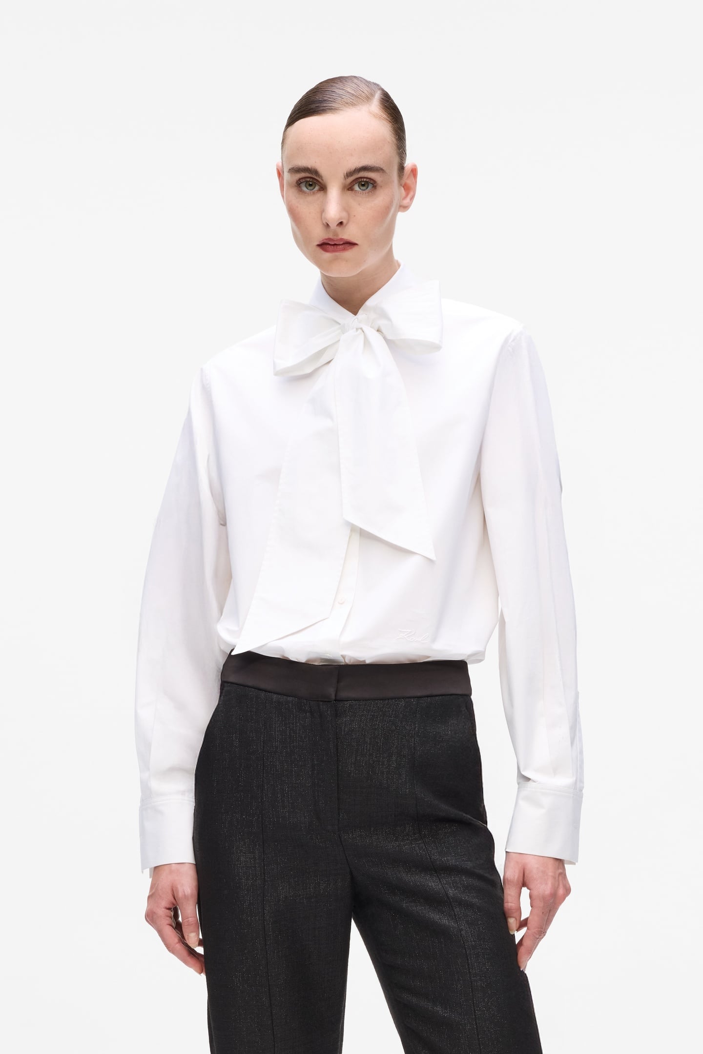 RETRO POPLIN BOW BLOUSE WHITE 3