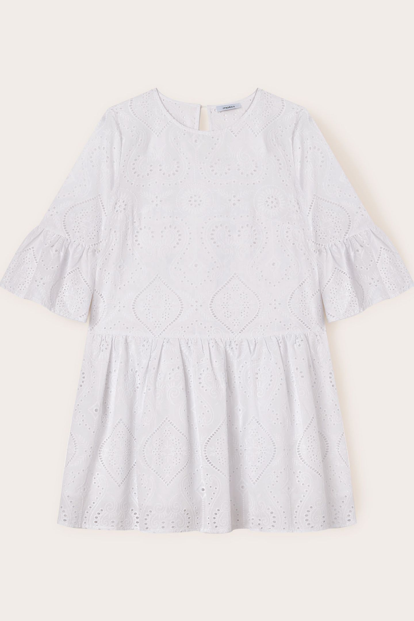 MINI DRESS WITH BRODERIE ANGLAISE RUFFLES WHITE 4