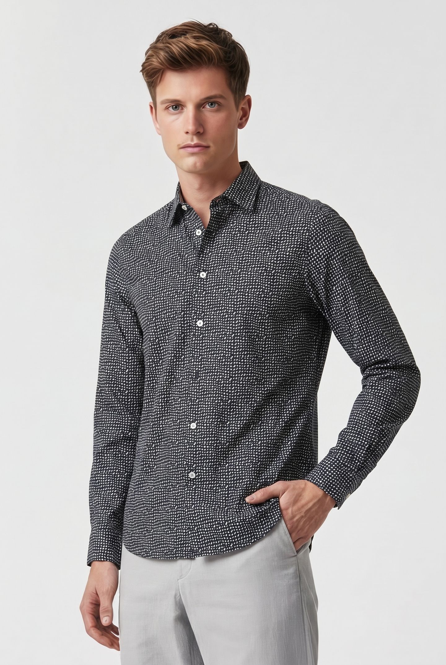 S/C REGULAR FIT SHIRT NAVY 1