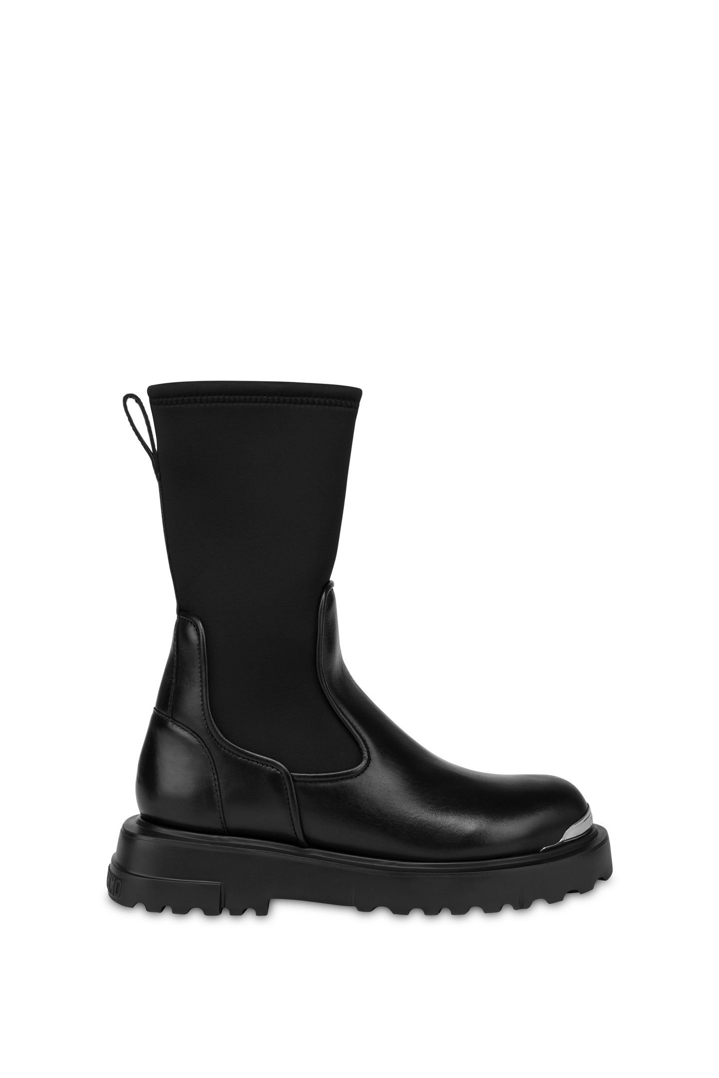 SQUARE LOVE CALFSKIN AND LYCRA ANKLE BOOTS BLACK 2