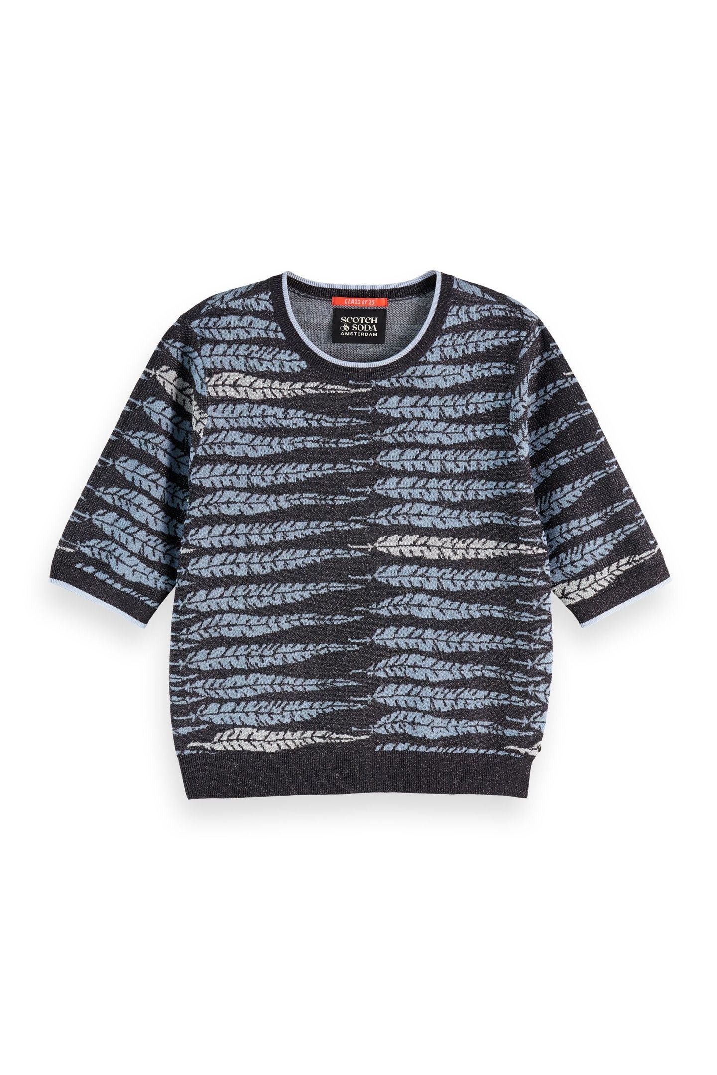 LUREX JACQUARD KNITTED TEE CHARCOAL ART 5