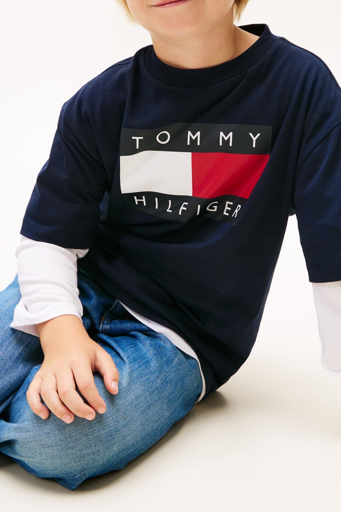 BOYS HERITAGE PRINTED FLAG T-SHIRT DARK NIGHT NAVY 5