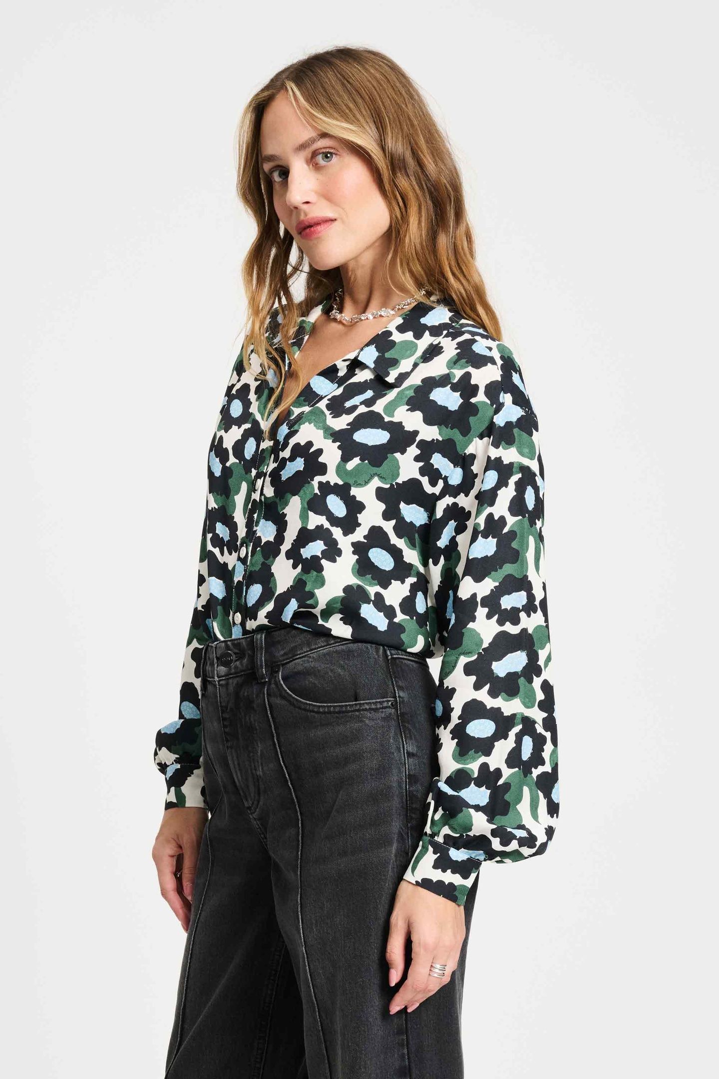 BLOUSE - VIOLET WILD FLOWERS ECRU 2