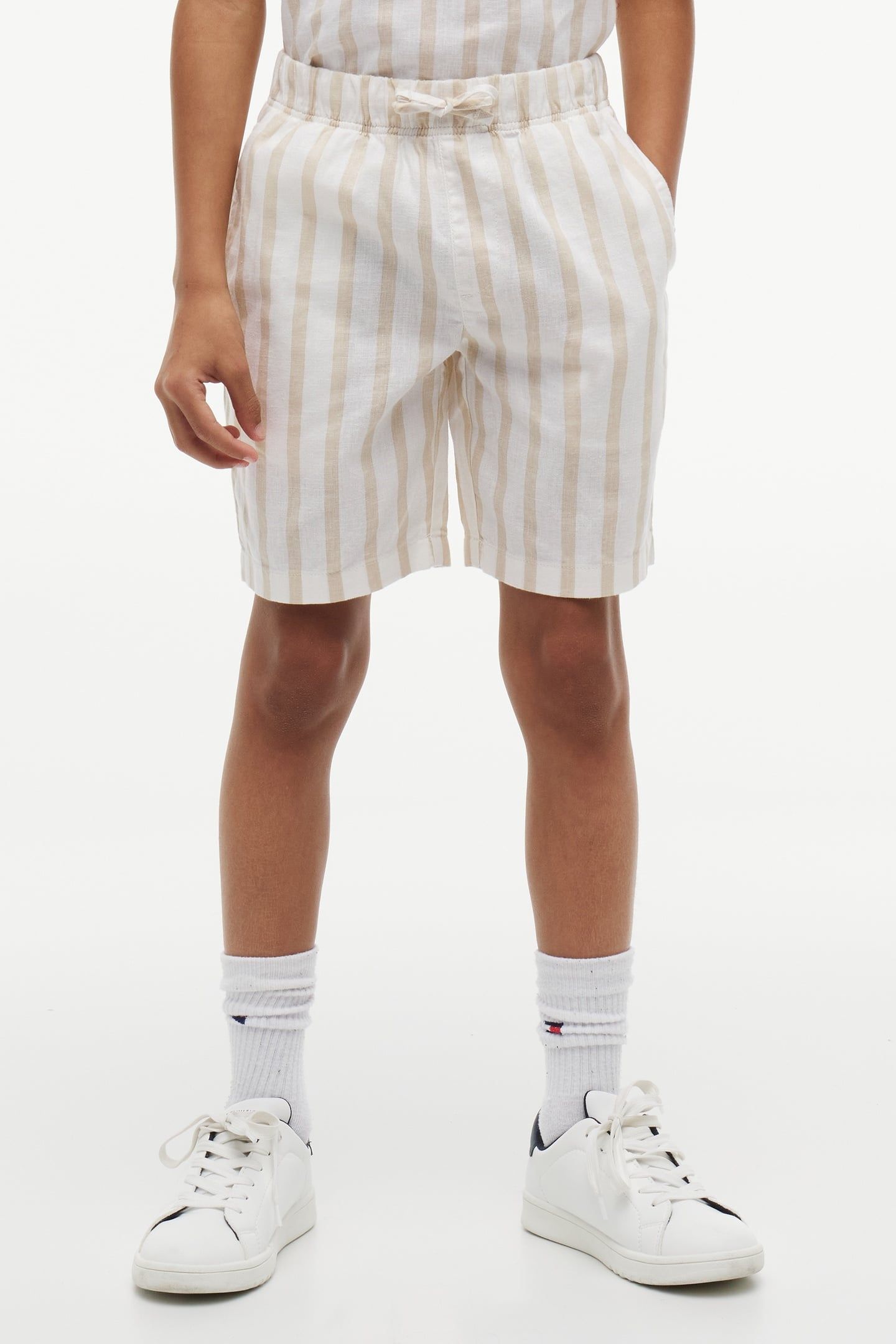 BOYS RELAXED LINEN BLEND CLASSIC BEIGE STRIPE 1