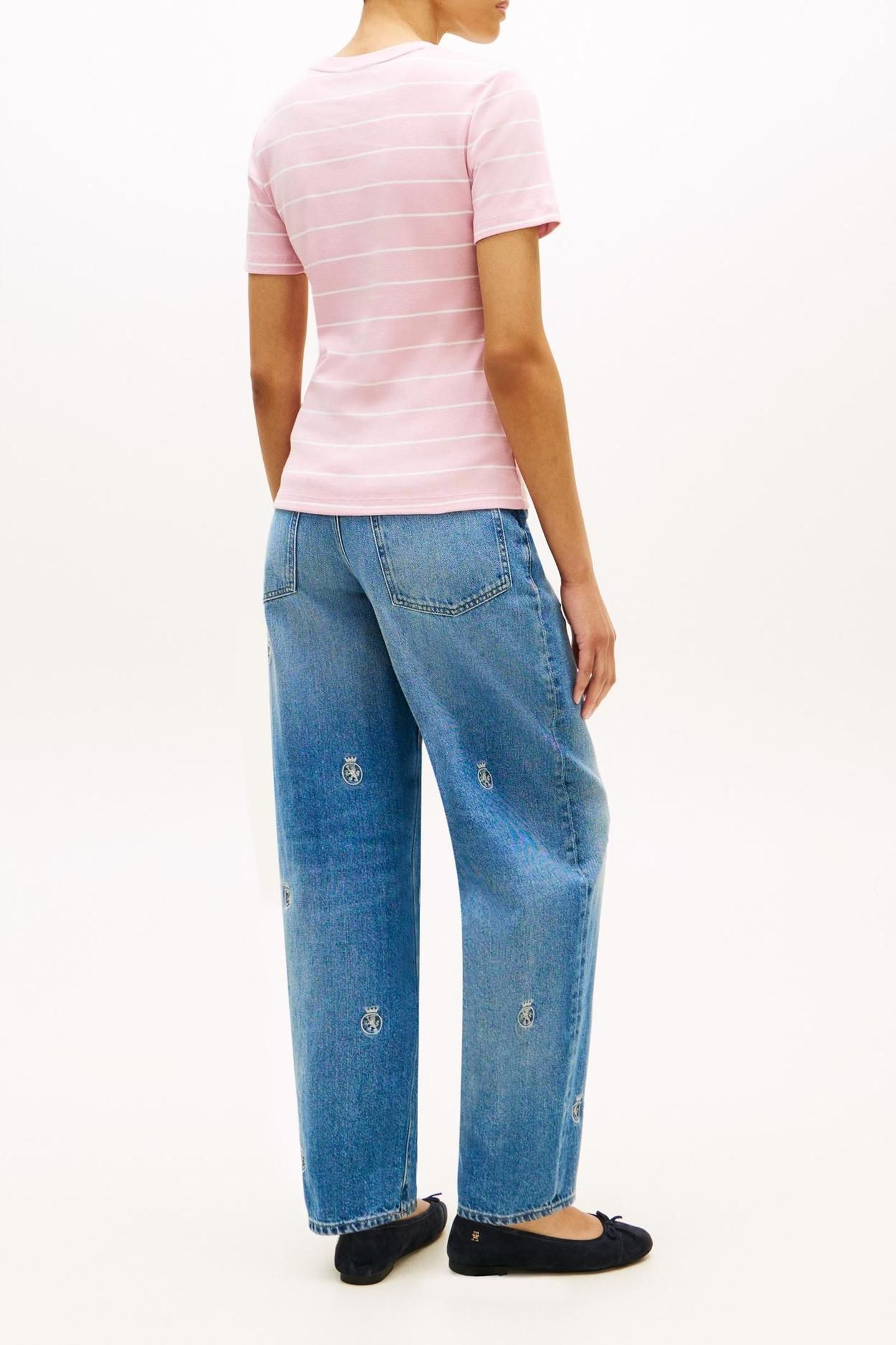 SLIM CODY C-NECK SS TEE FINE STP BONITA PINK/ECRU 3
