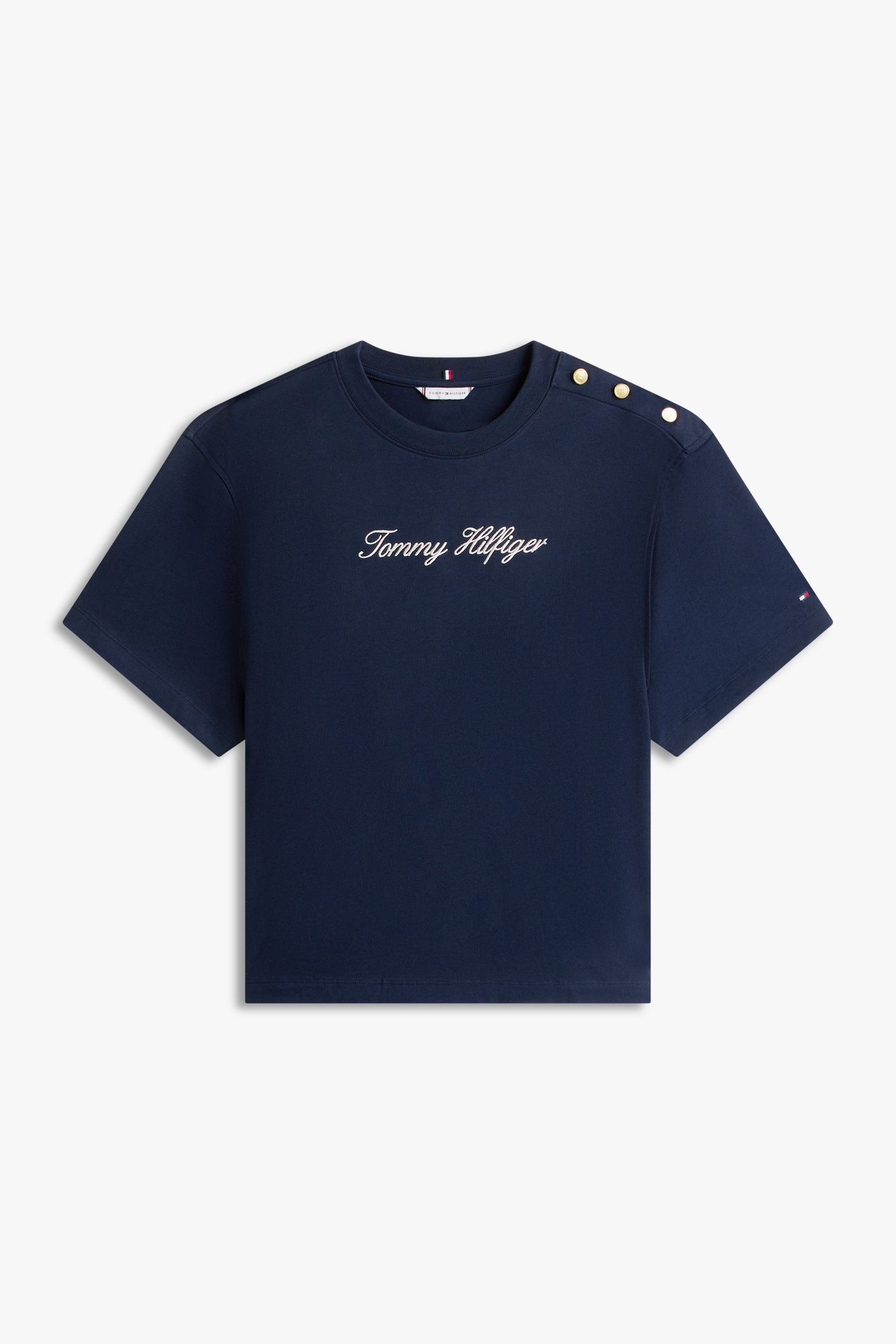 CRV GOLD BUTTON SCRIPT T-SHIRT DARK NIGHT NAVY 4