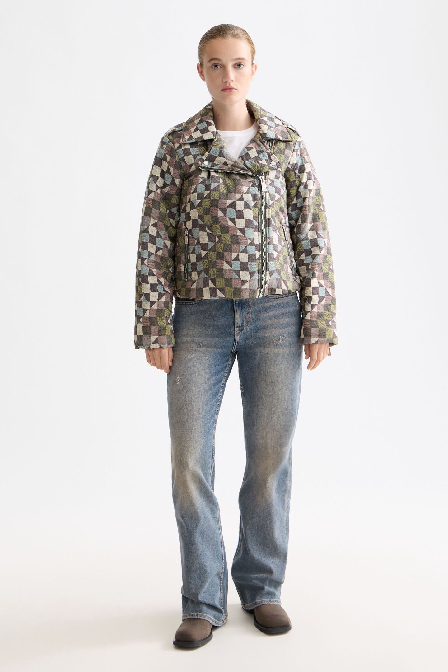 QUILTED BIKER JACKET MOUNTAINS PATCHWORK 3