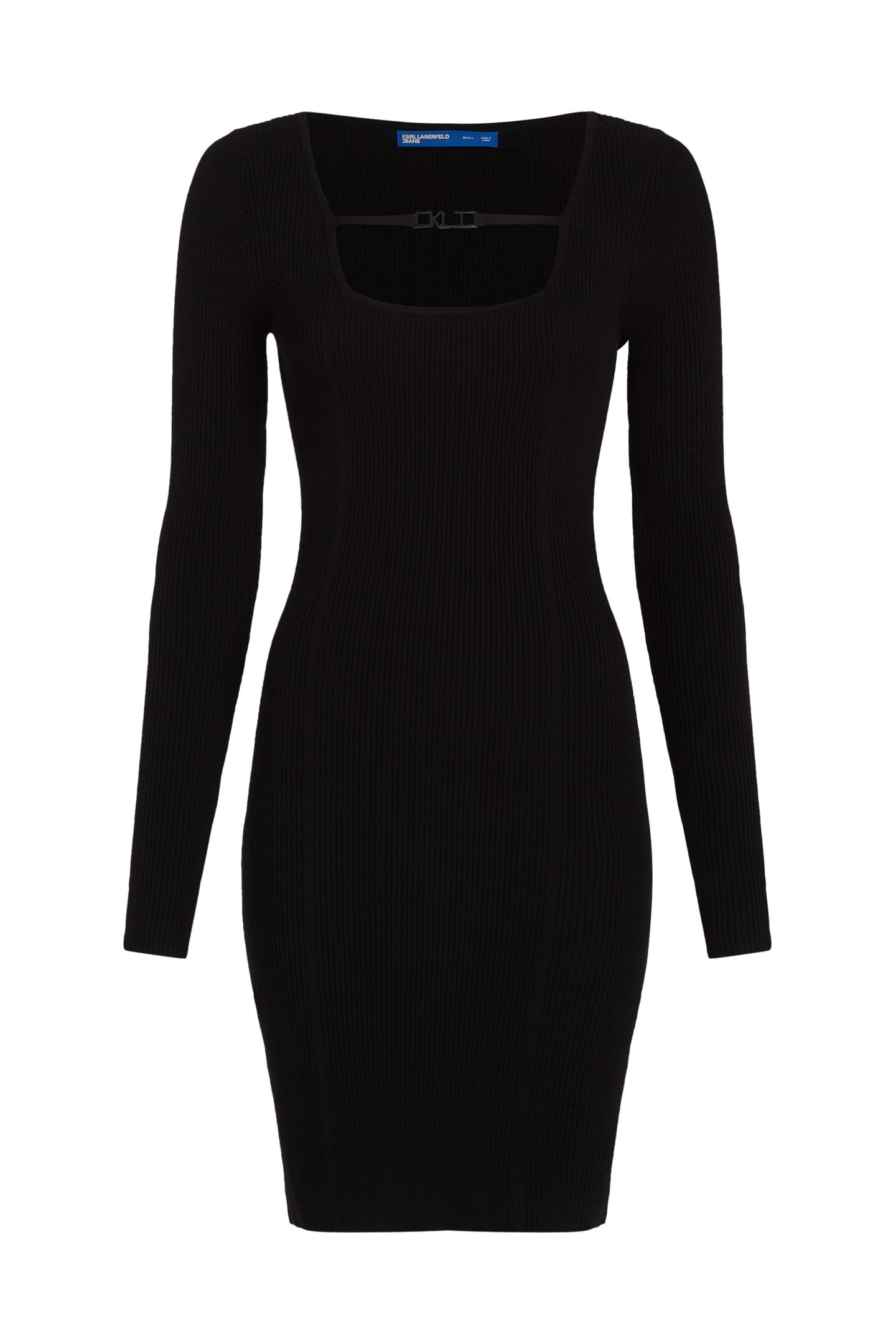 KLJ LSLV KNITTED LOGO DRESS BLACK 5