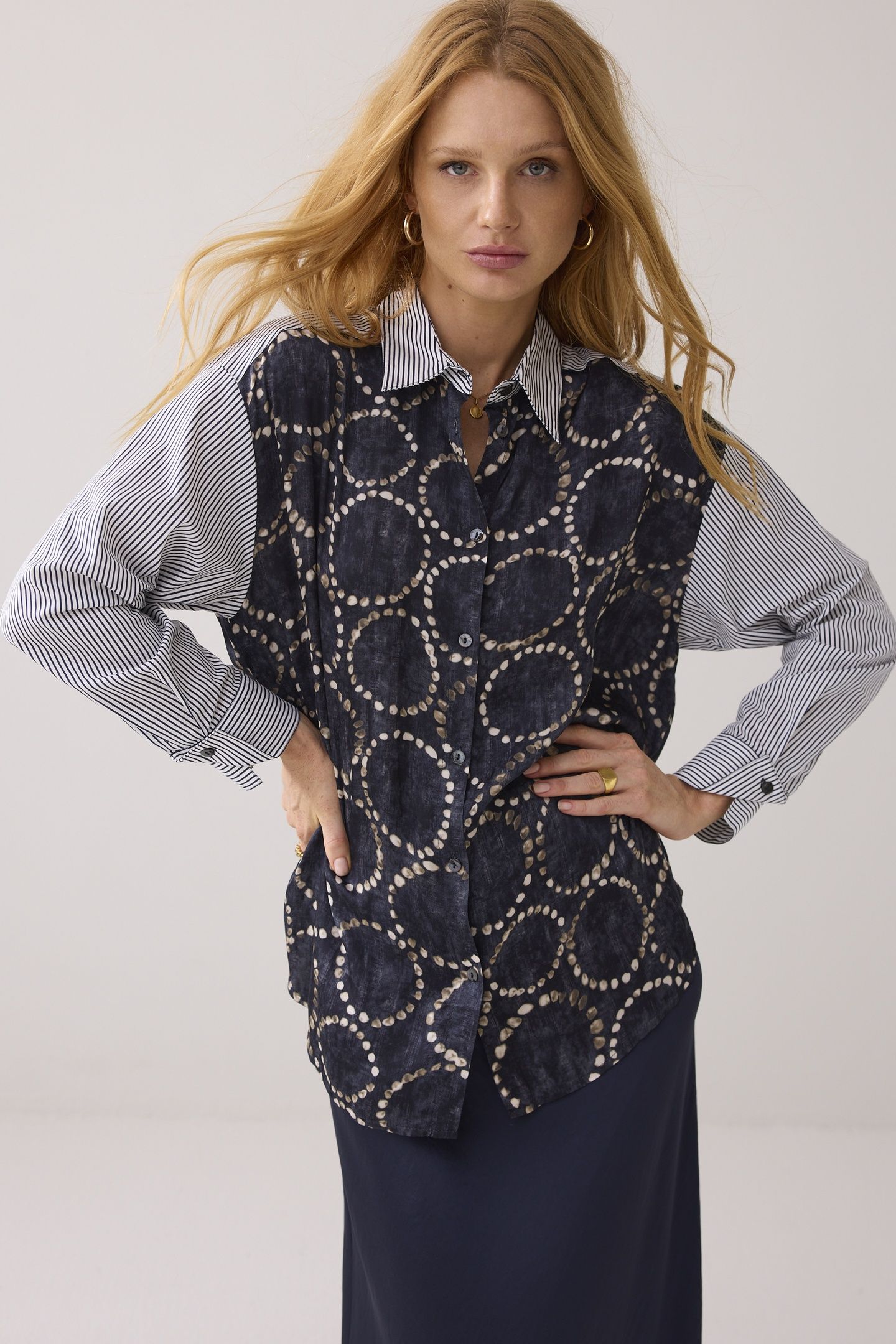 BLOUSE ALL OVER PRINT MIDNIGHT BLUE 1