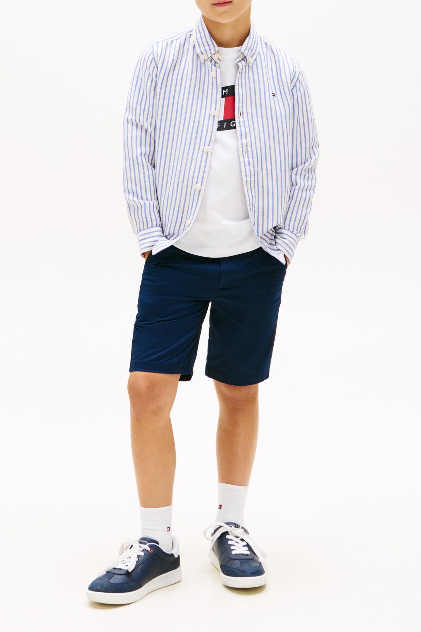 BOYS LINEN BLEND STRIPED SHIRT EMPIRE BLUE STRIPE 2
