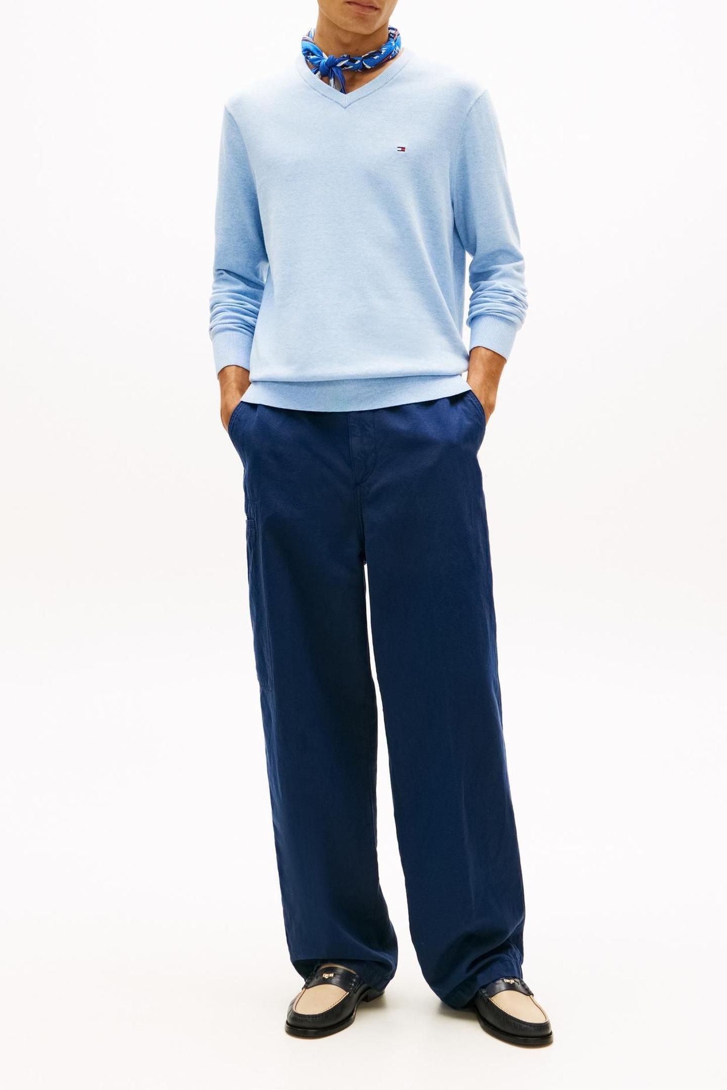 ESSENTIAL COTTON SWEATER VESSEL BLUE HEATHER 1