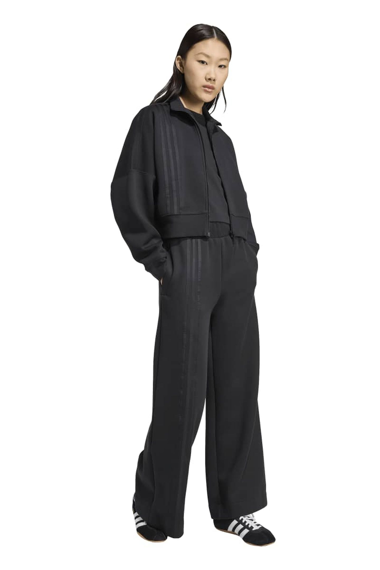 ORIGINALS OFF PLACED 3 STRIPES ZIP UP BLACK 3