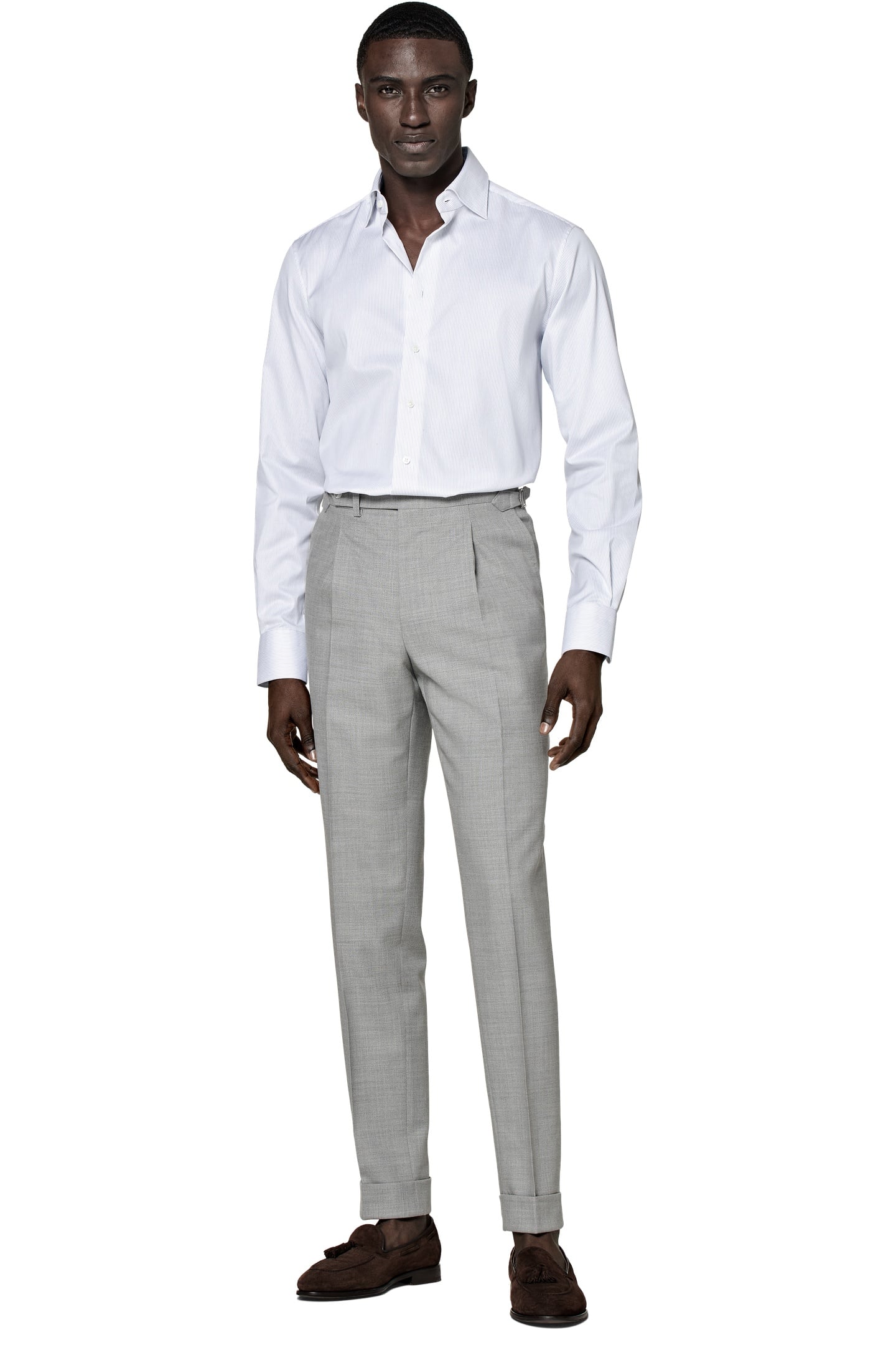 TRAVELLER PINSTRIPE FORMAL SHIRTS WHITE 4