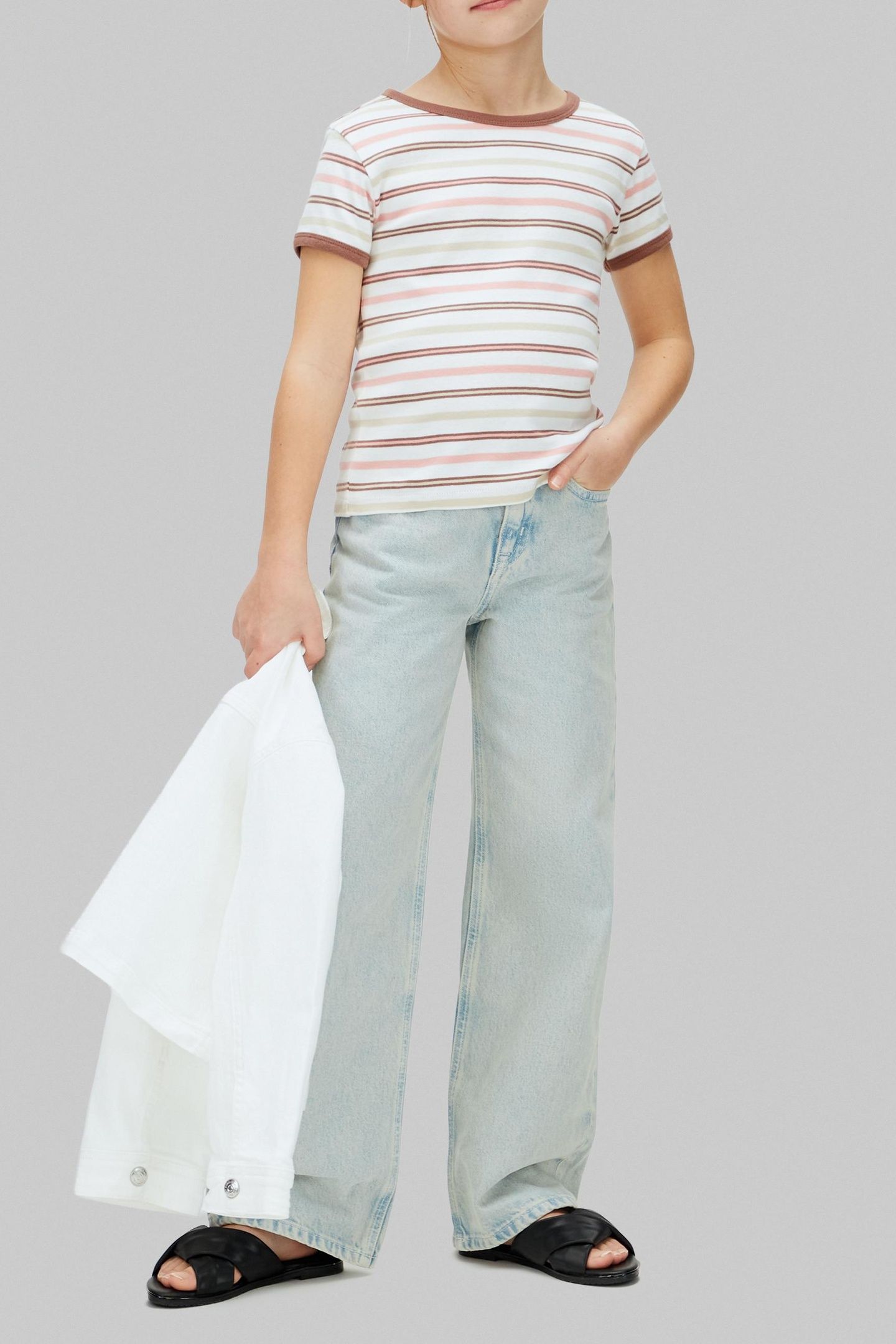 GIRLS YARNDYE STRIPE BABY PINK 3