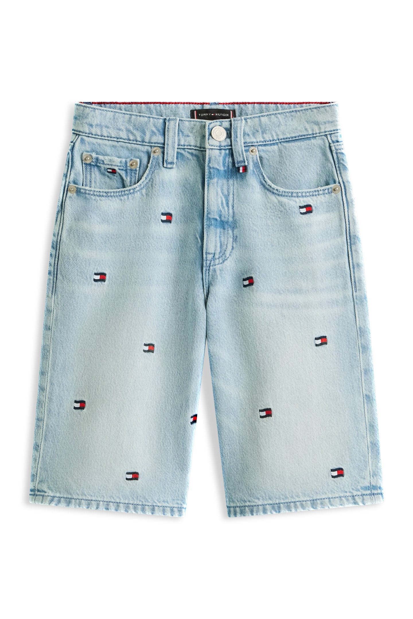 BOYS WAVY FLAG EMBROIDERY LOOSE DENIM SHORTS 5