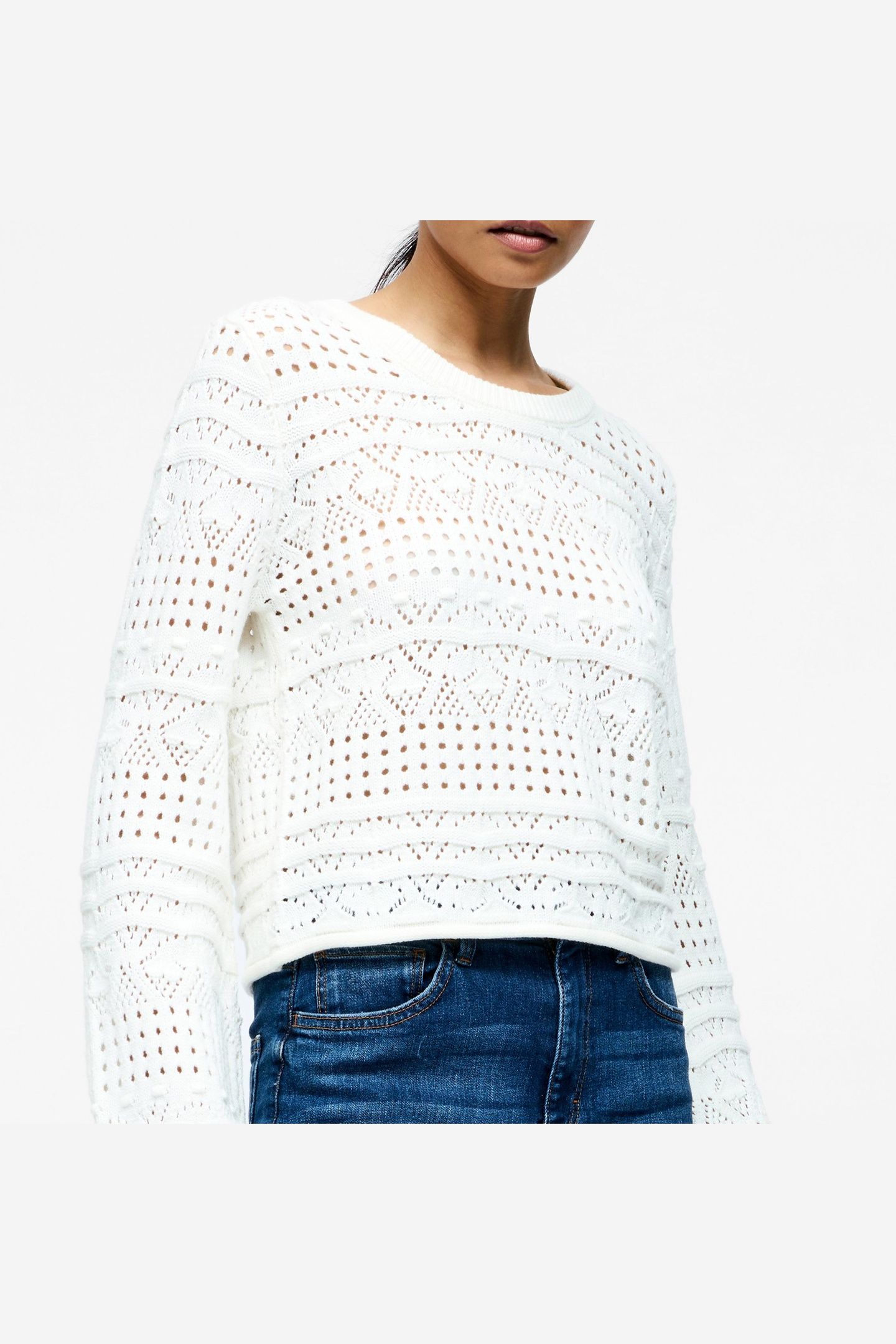 CROCHET BOBBLE KNIT SUMMER WHITE 5