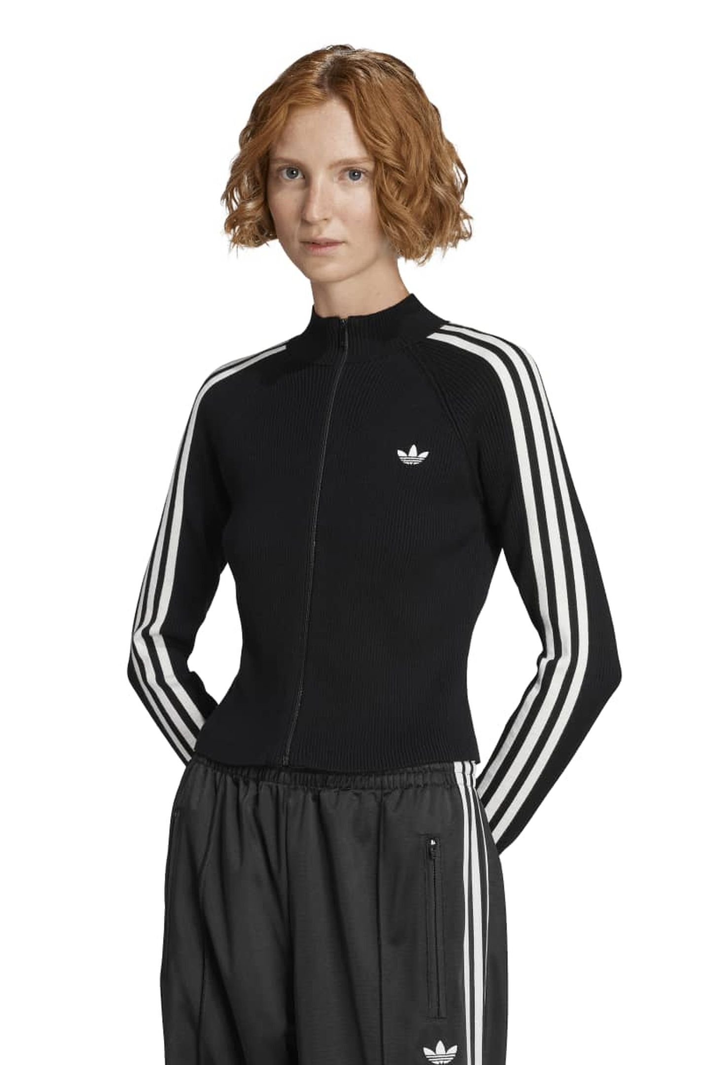 ORIGINALS ADICOLOR 3 STRIPES SLIM KNIT TRACK TOP BLACK 4