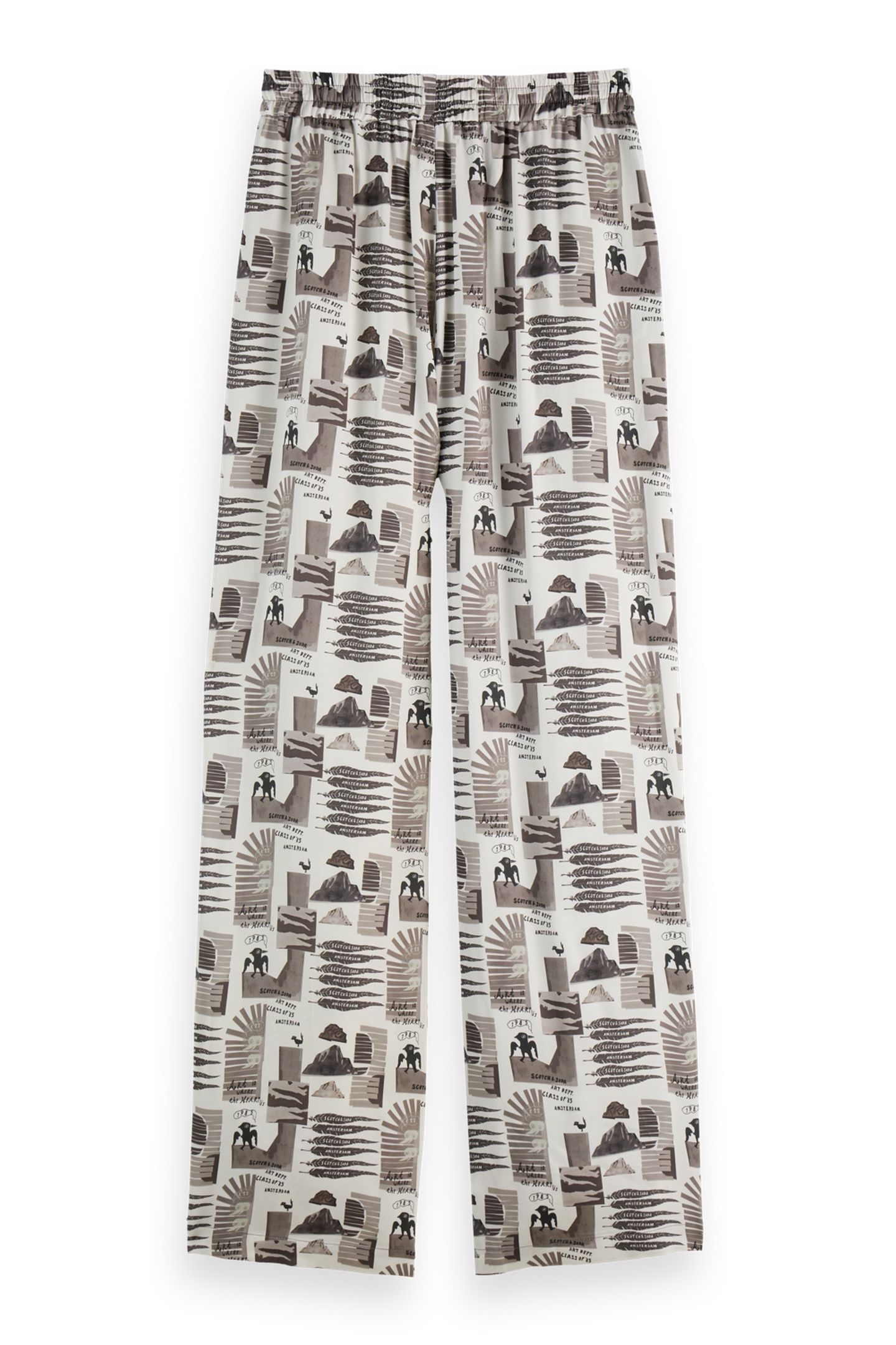 GIA - MID RISE WIDE LEG ELASTICATED TROUSERS ART DEPT COLLAG 4