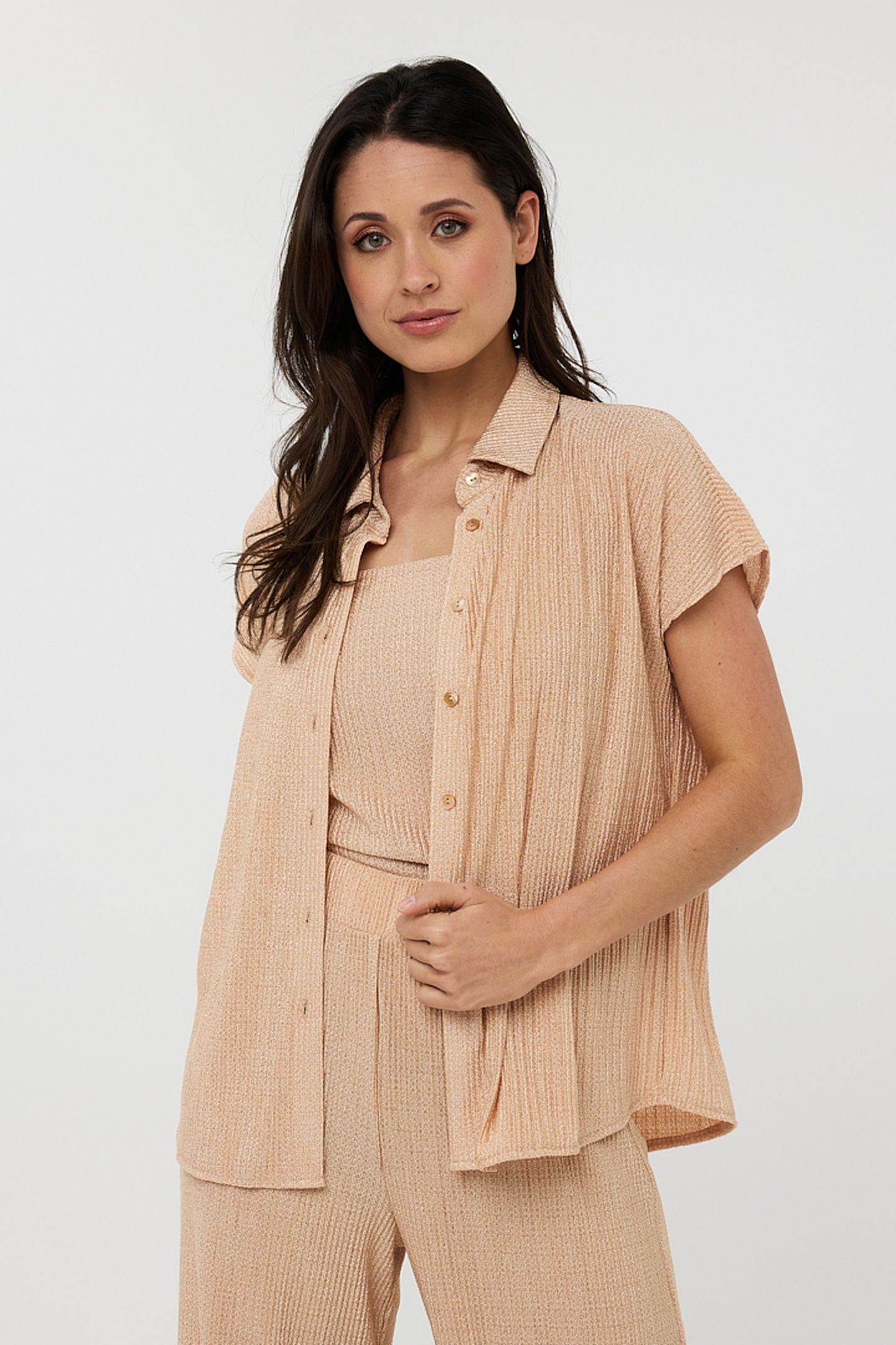 BLOUSE PLISSE GLITTER PRALINE 1