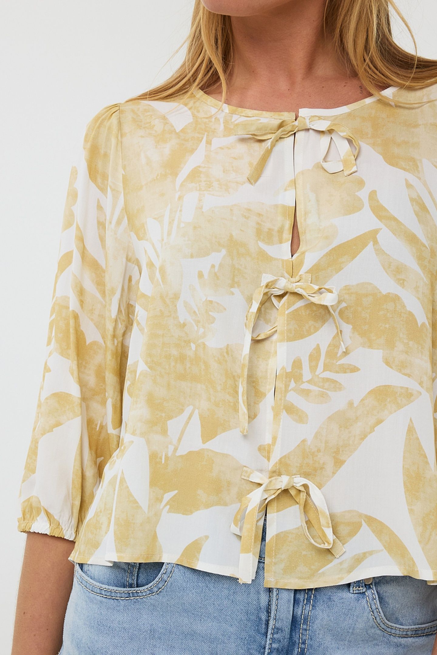 BLOUSE BOW TIE FADED SOLAR PRINT 6