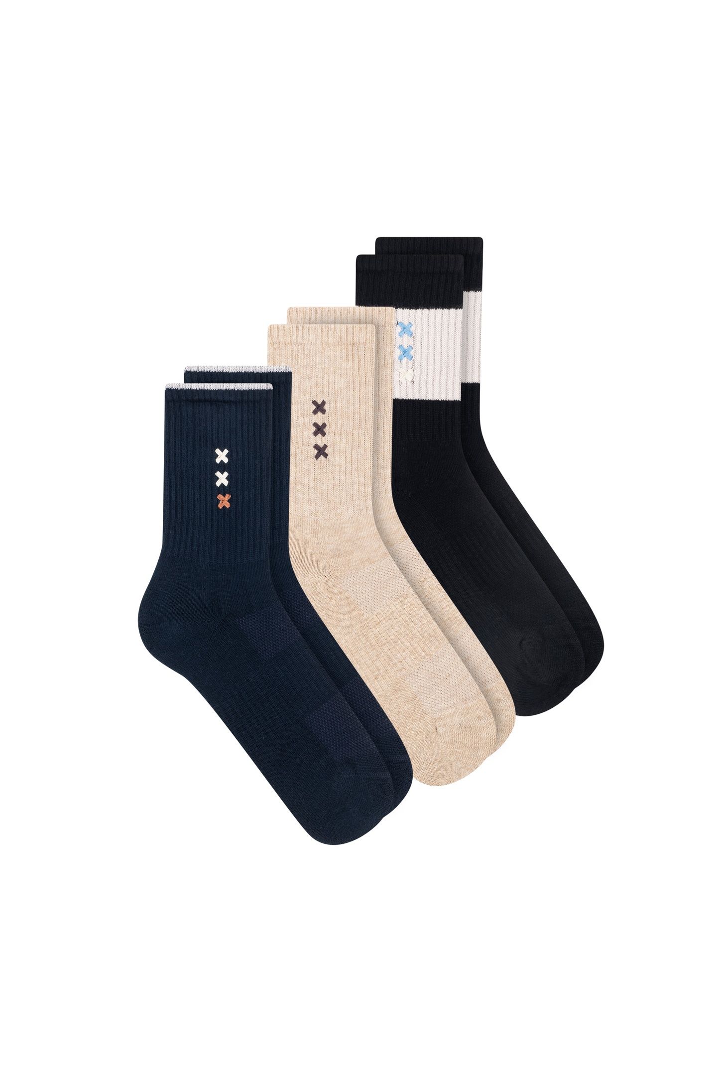 3PK WOMENS 1/2 TERRY CREW SOCKS ASSORTED 2