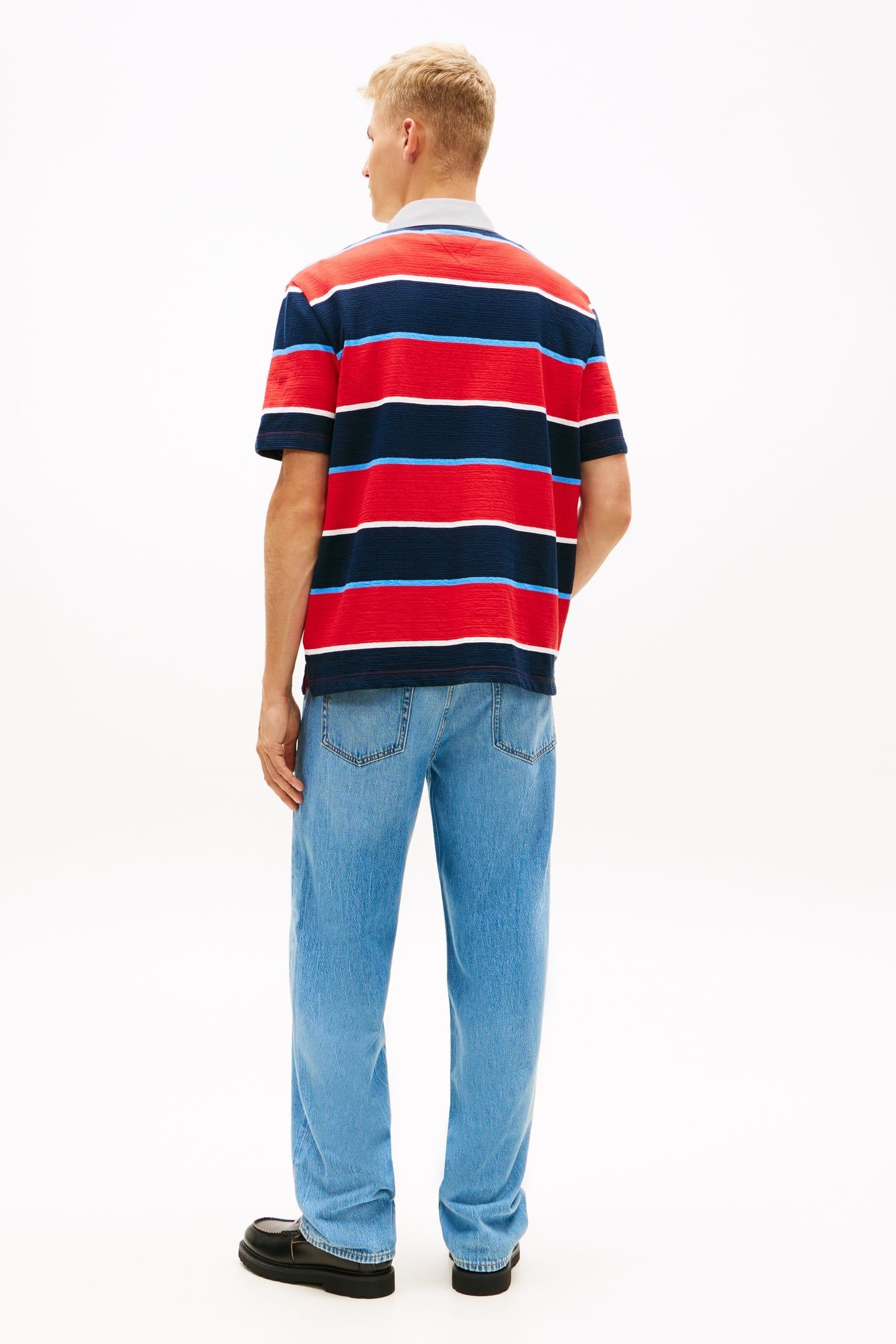 TJM RELAXED SS STRIPE POLO RAPID RED STRIPE 3
