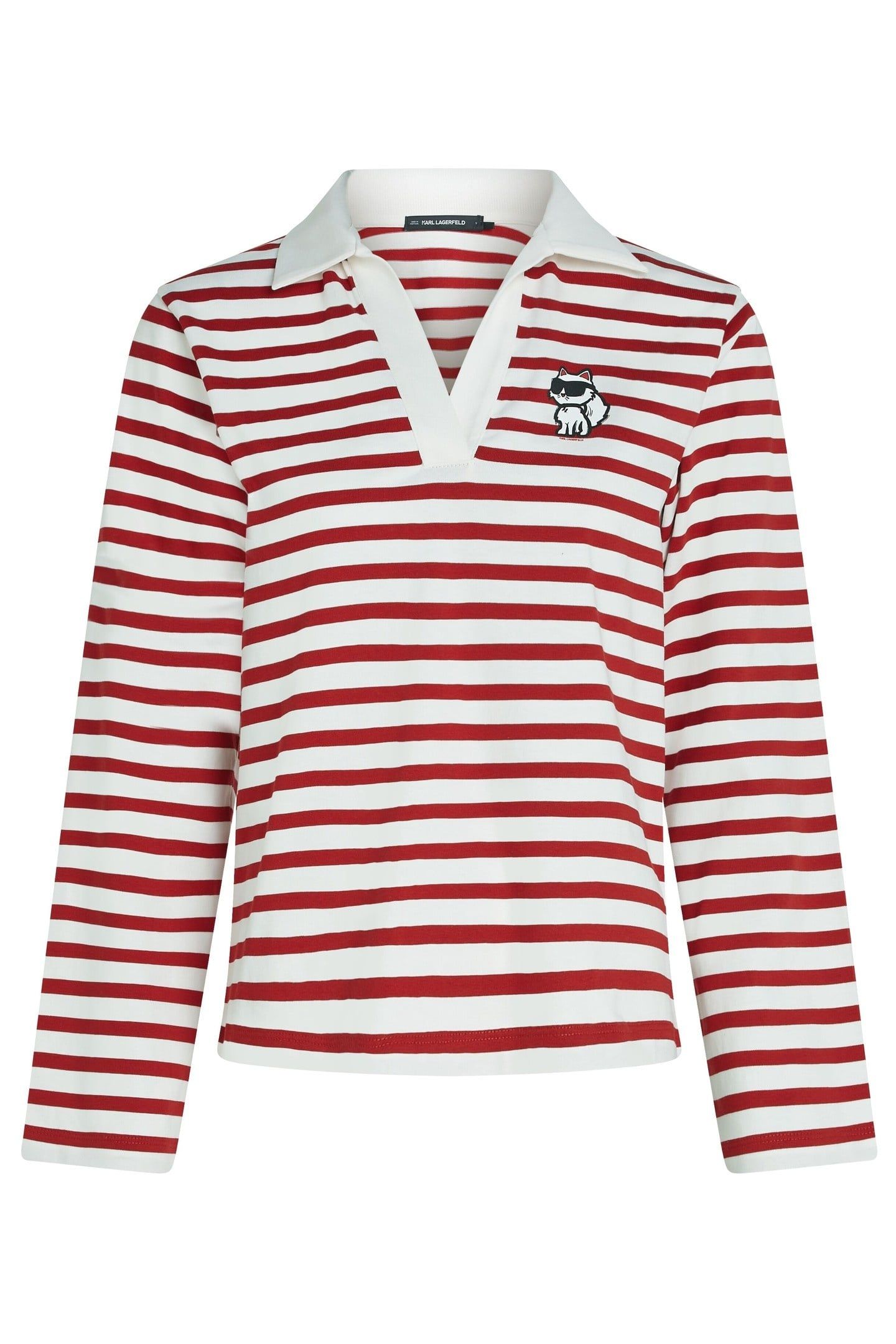 IKON SKETCH STRIPE LONGSLEEVE POLO SCARLET SAGE-CREAM 5