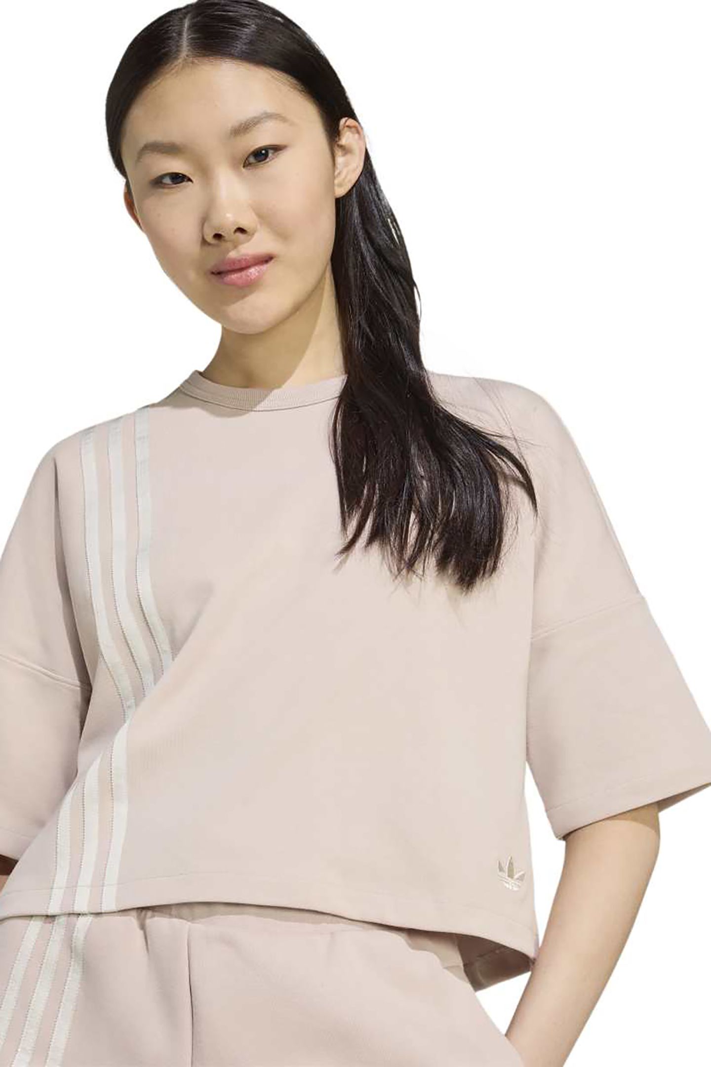 ORIGINALS OFF PLACED 3 STRIPES T-SHIRT WONDER TAUPE 6