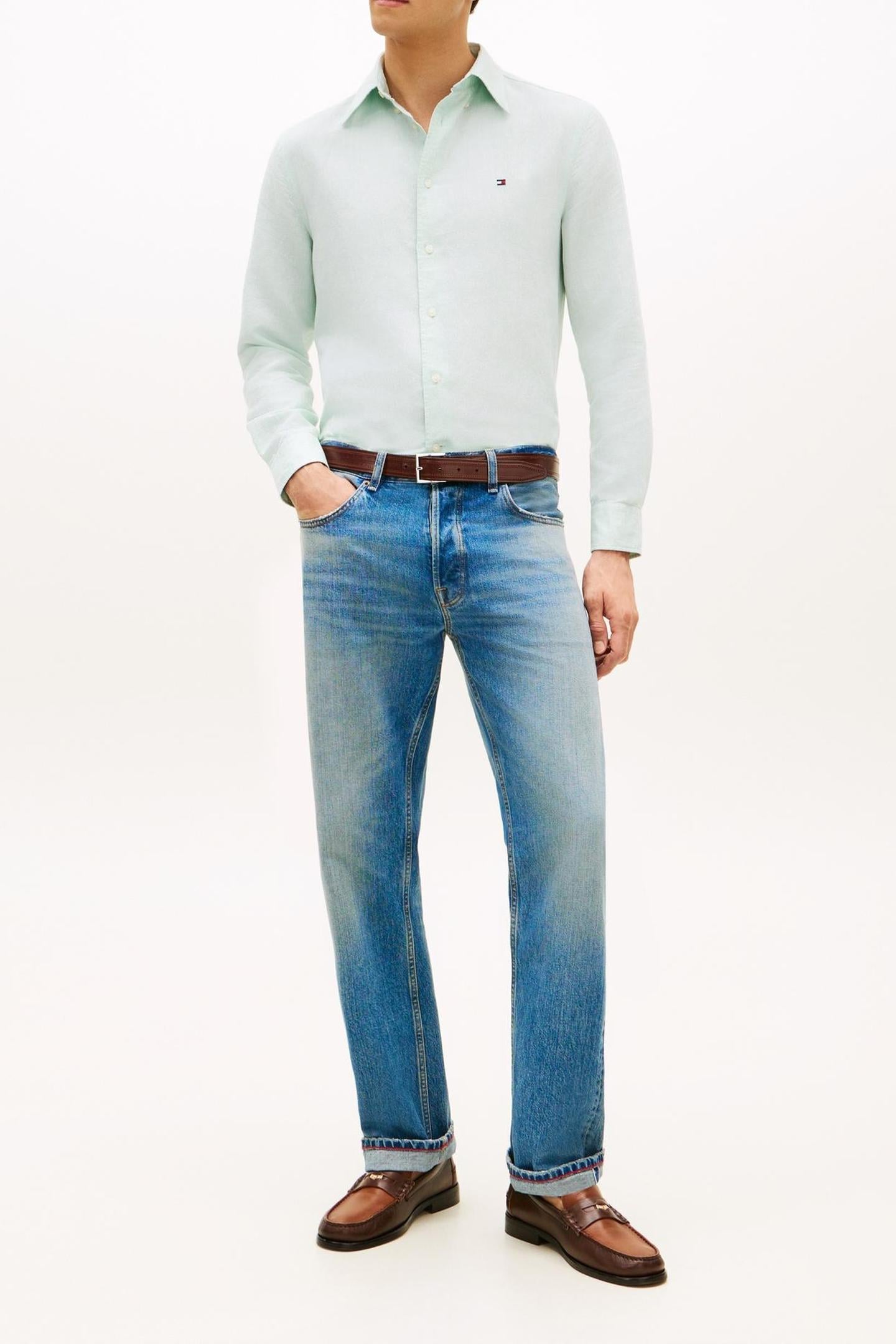 LINEN BLEND DOBBY RF SHIRT CRUSHED MINT 2