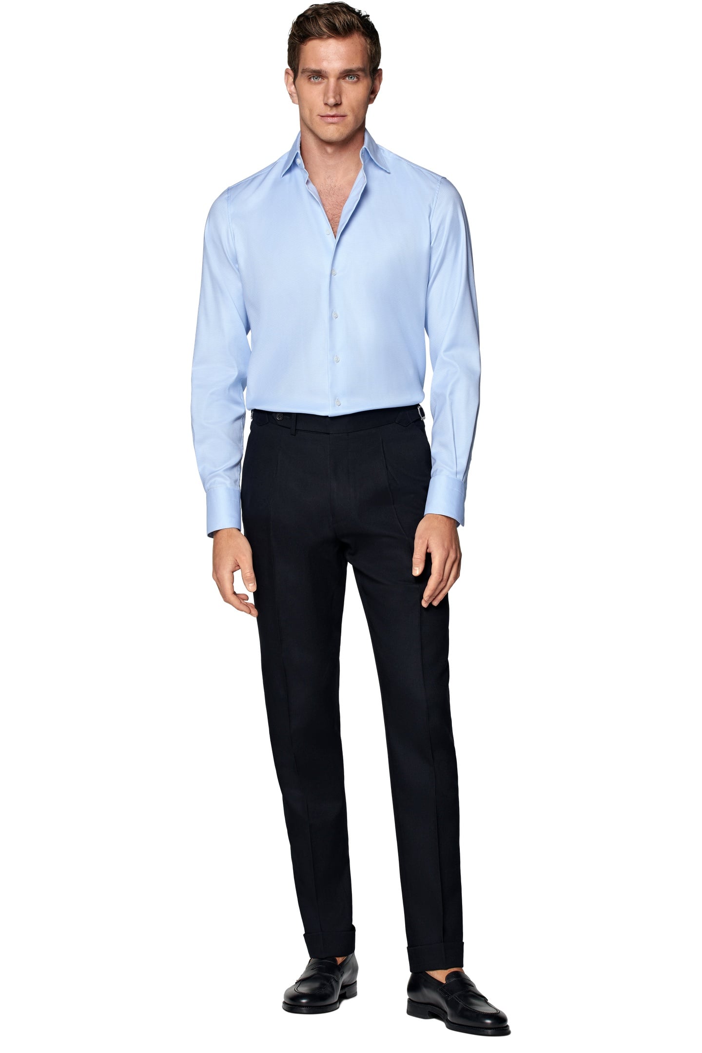 TRAVELLER L.BLUE HOUNDSTOOTH FORMAL SHIRTS LIGHT BLUE 3