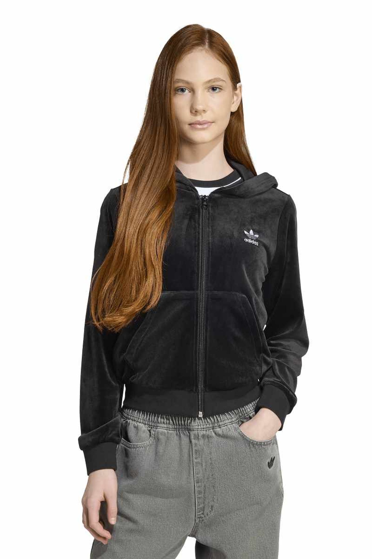 ORIGINALS VELOUR ZIP HOODIE BLACK 2