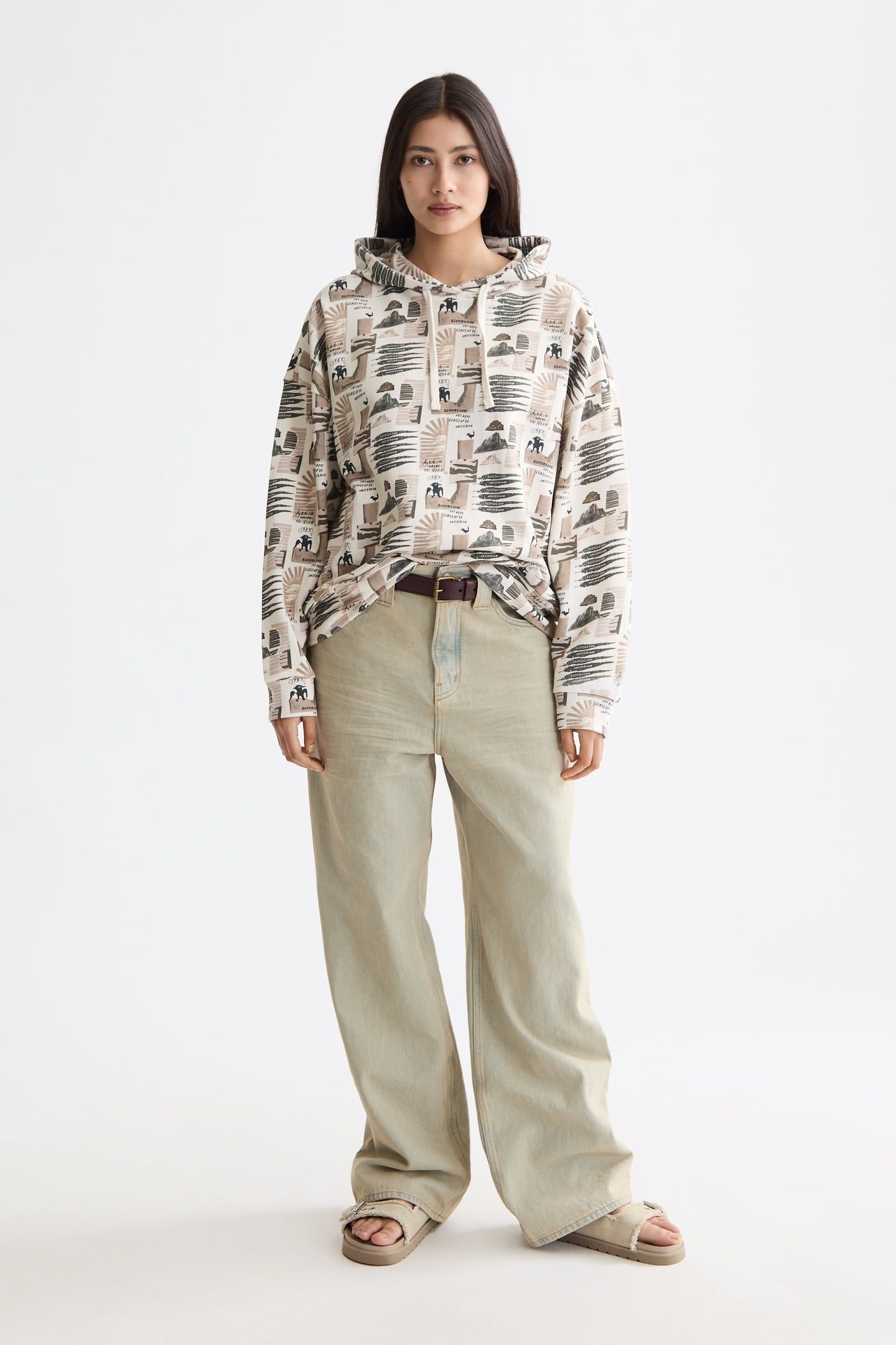 ALL OVER PRINTED OVERSIZED FIT HOODIE ART DEPT COLLAGE GREY  2