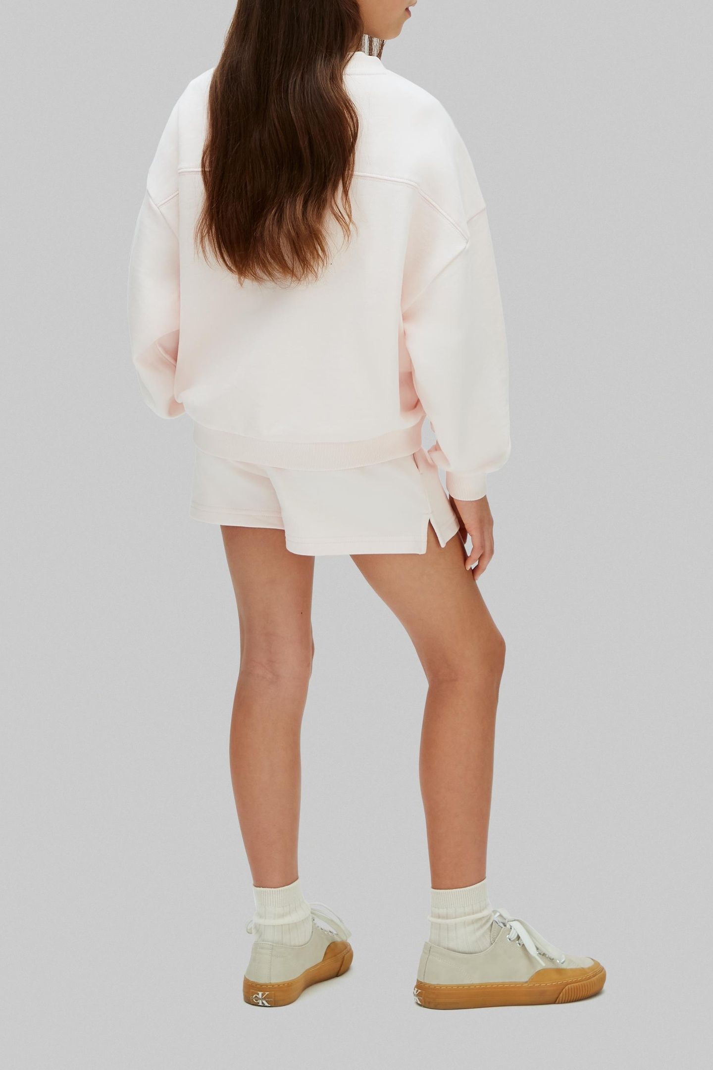 GIRLS CK LOGO KNIT SHORTS PEARL 4