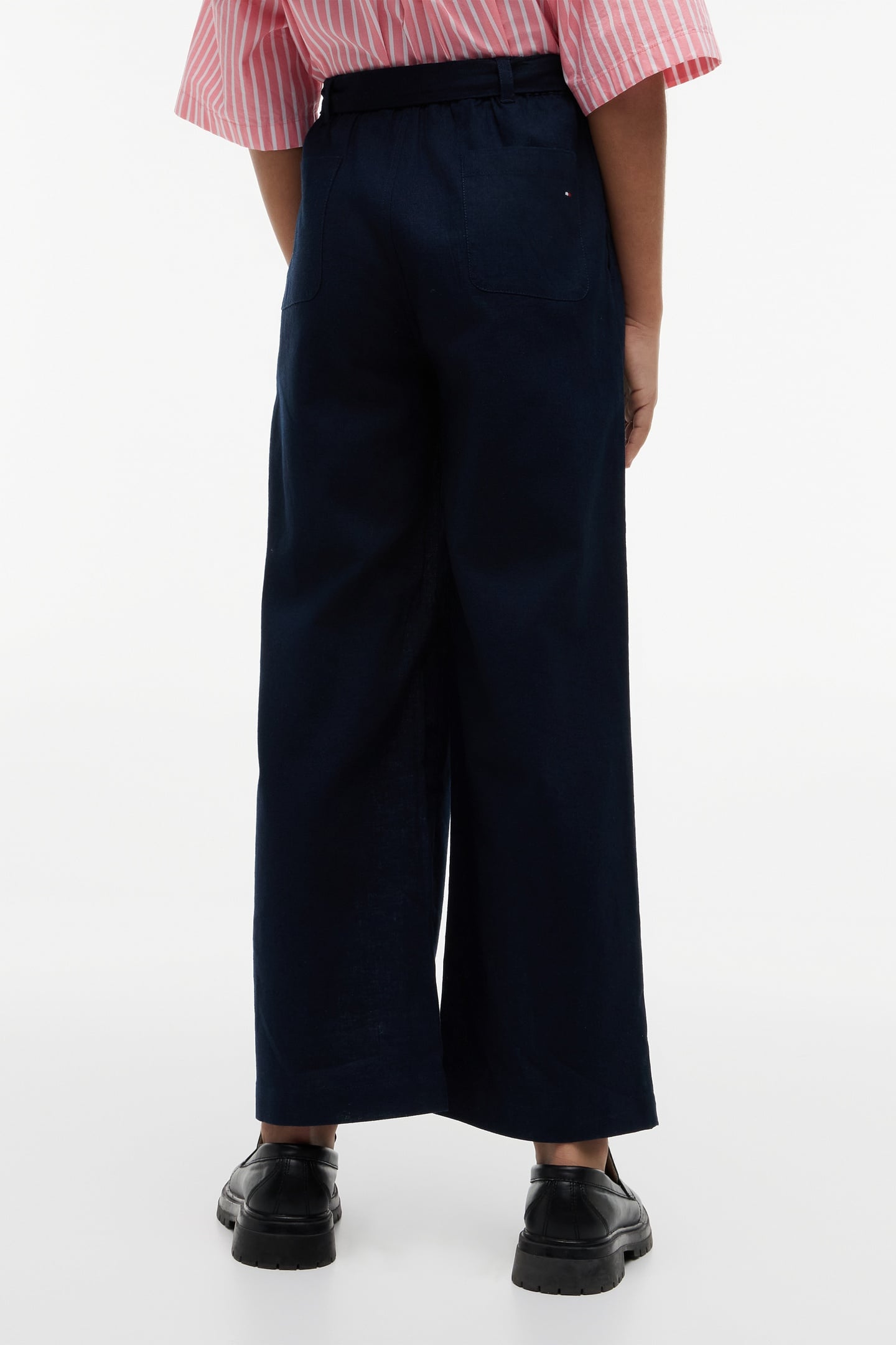 GIRLS PLEATED LINEN PANTS DARK NIGHT NAVY 3