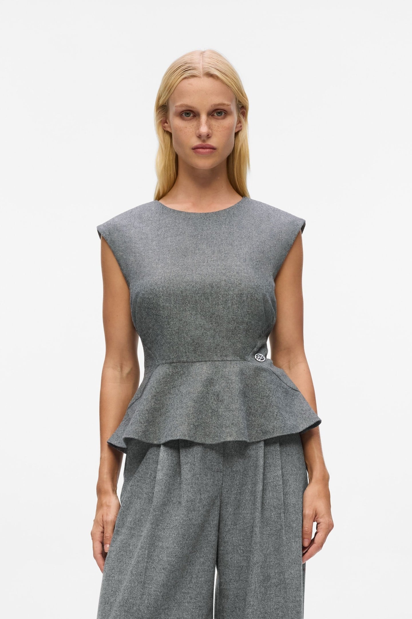 FLANNEL TOP MEDIUM GREY MELANGE 1