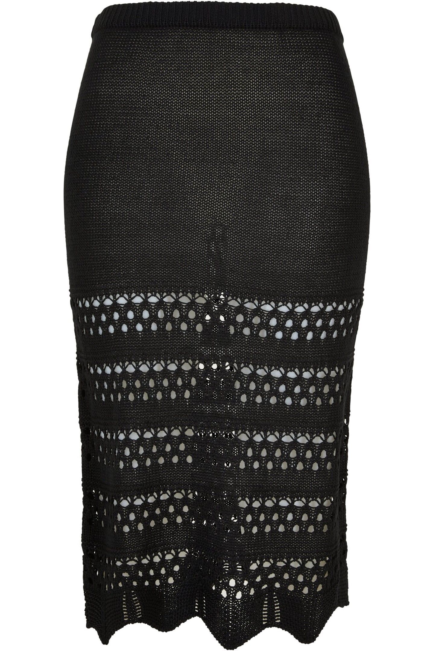 LADIES 3/4 CROCHET KNIT SKIRT BLACK 1