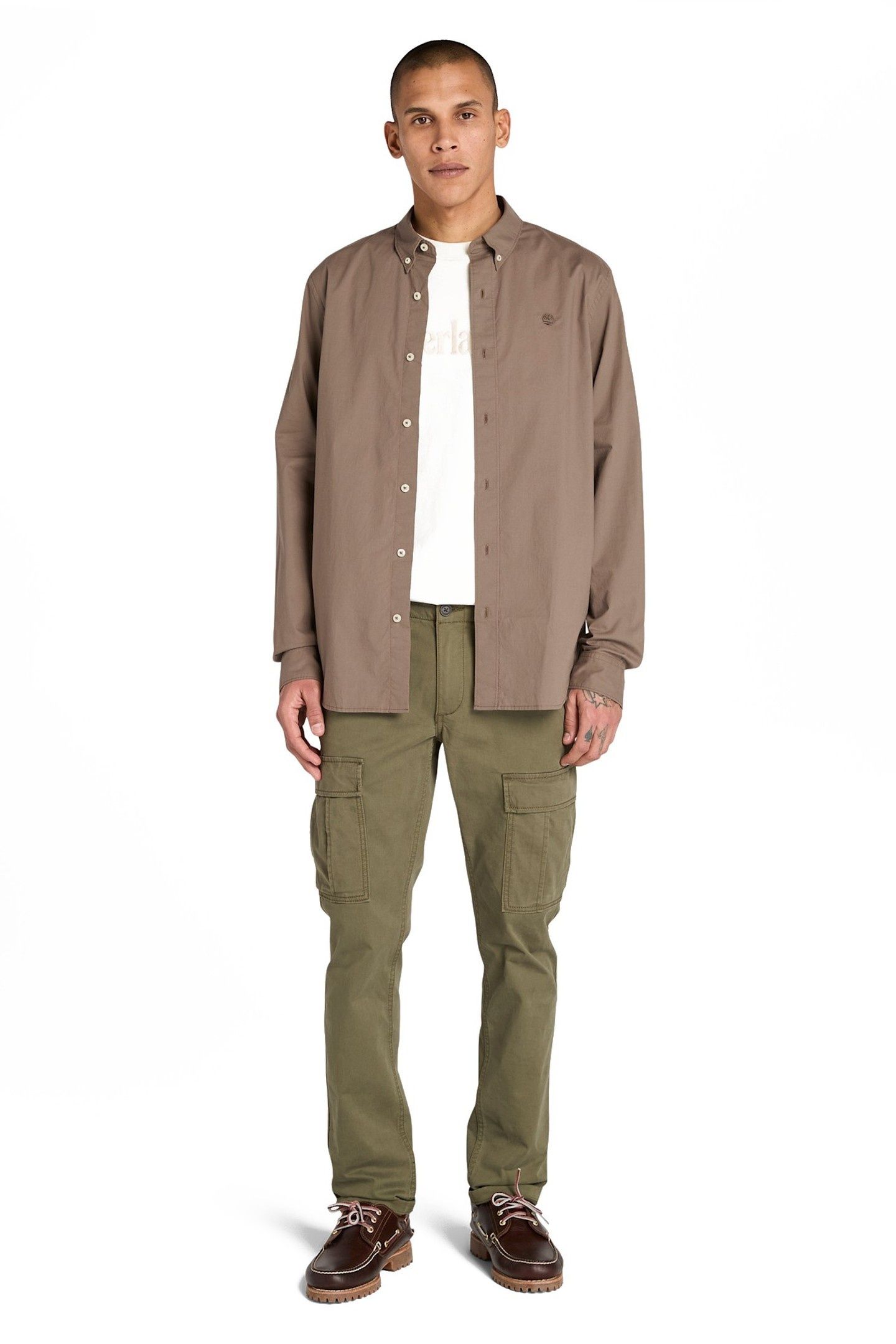 LONG SLEEVE STRETCH POPLIN SHIRT CHOCOLATE CHIP 1