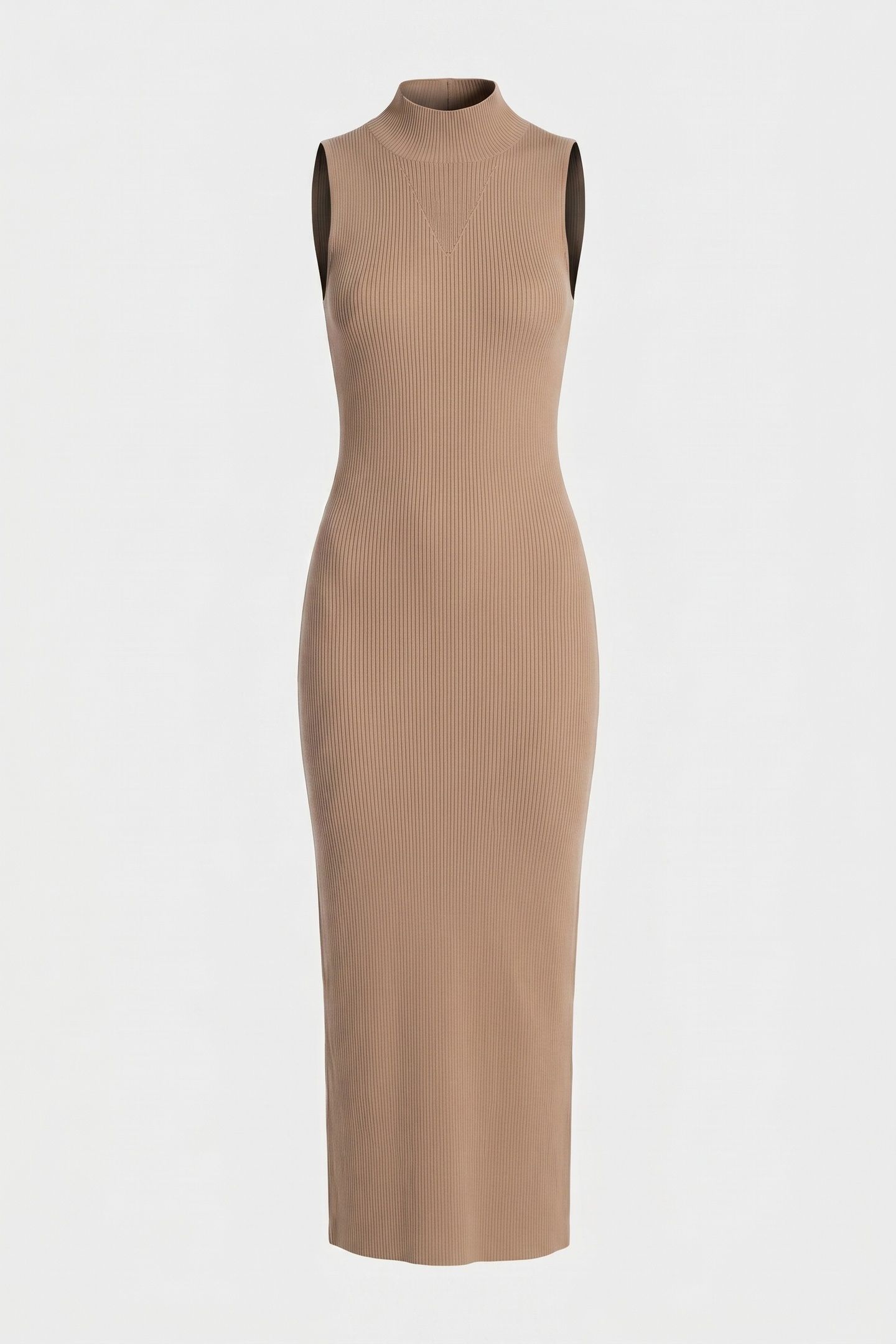 RIBBED MIDI DRESS CAMEL 4