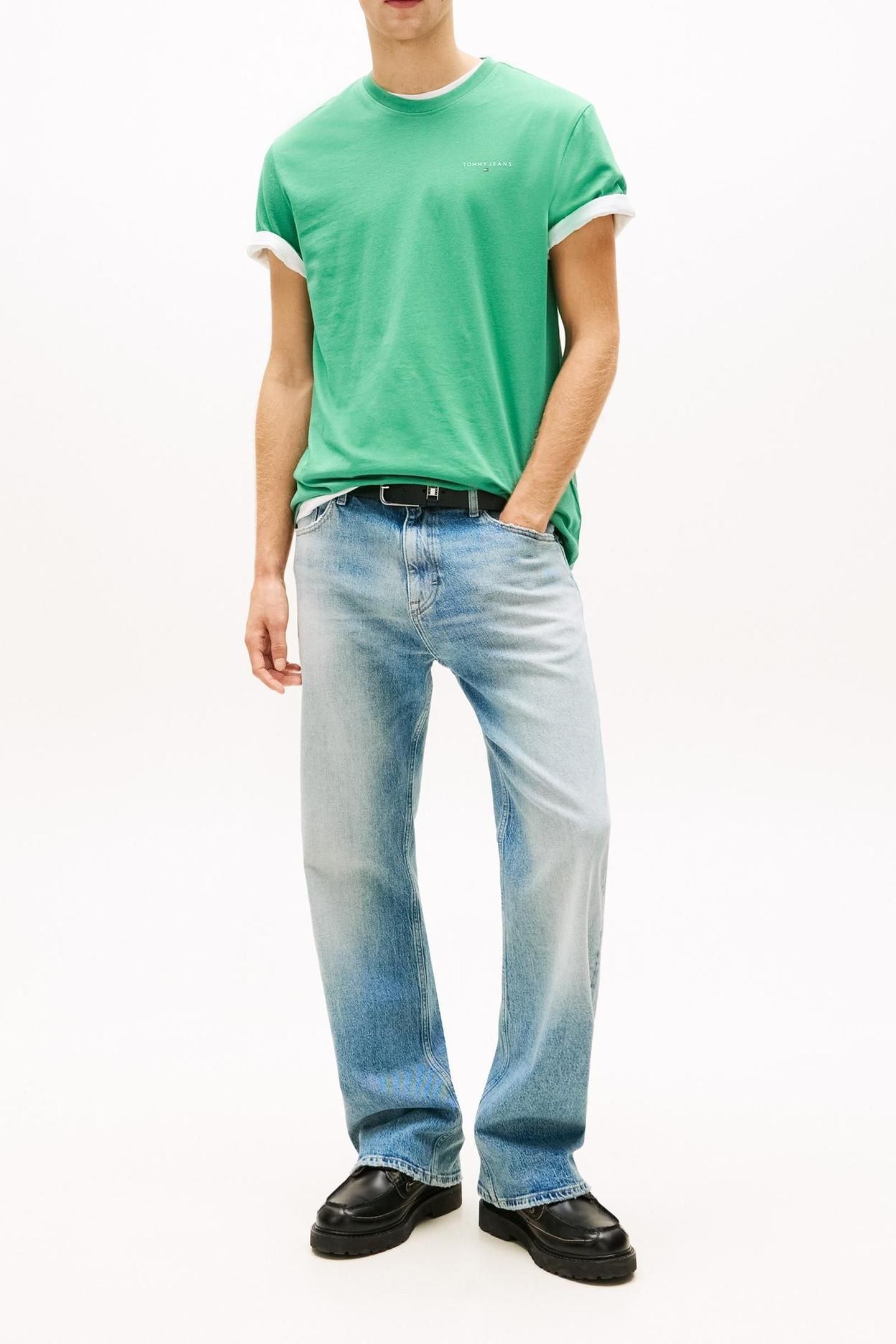 TJM SLIM LINEAR SS TEE ECRU/BAHAMA GREEN 4