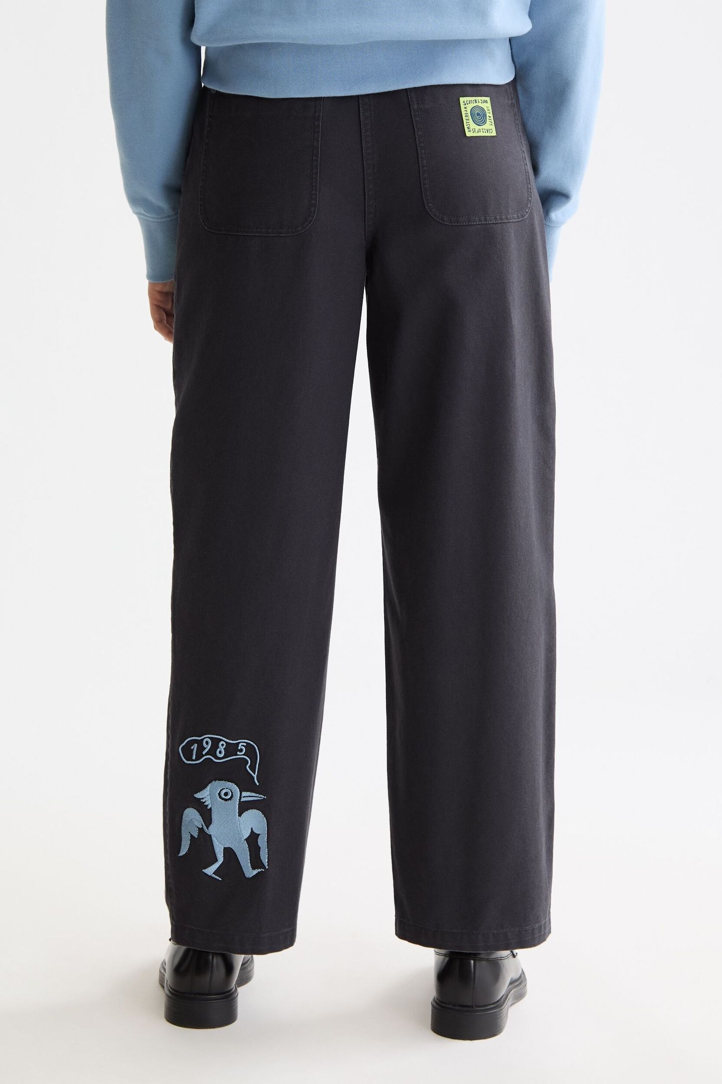 RAINE - HIGH RISE WIDE LEG WASHED PANTS CHARCOAL ART 3