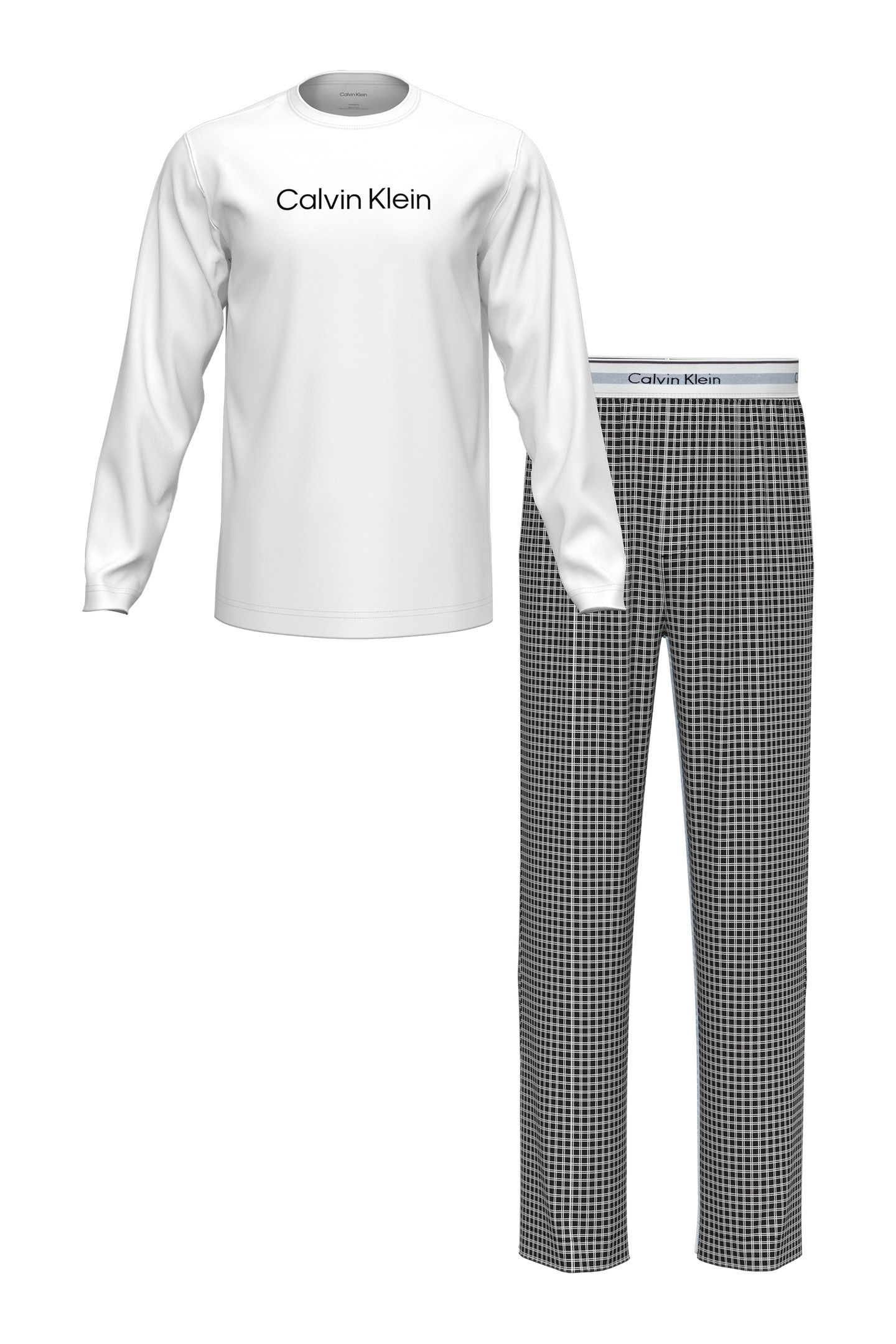 LS TEE PANT SET CLASSIC WHITE TOP/SUMMIT PLAID 6