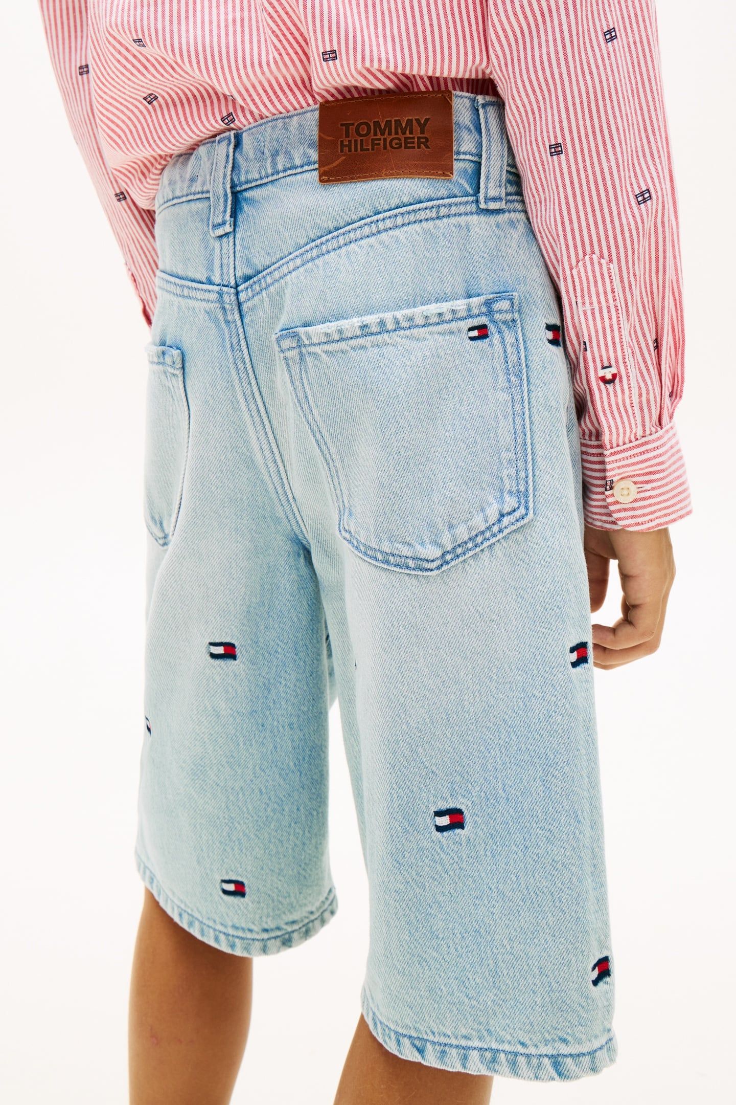 BOYS WAVY FLAG EMBROIDERY LOOSE DENIM SHORTS 4